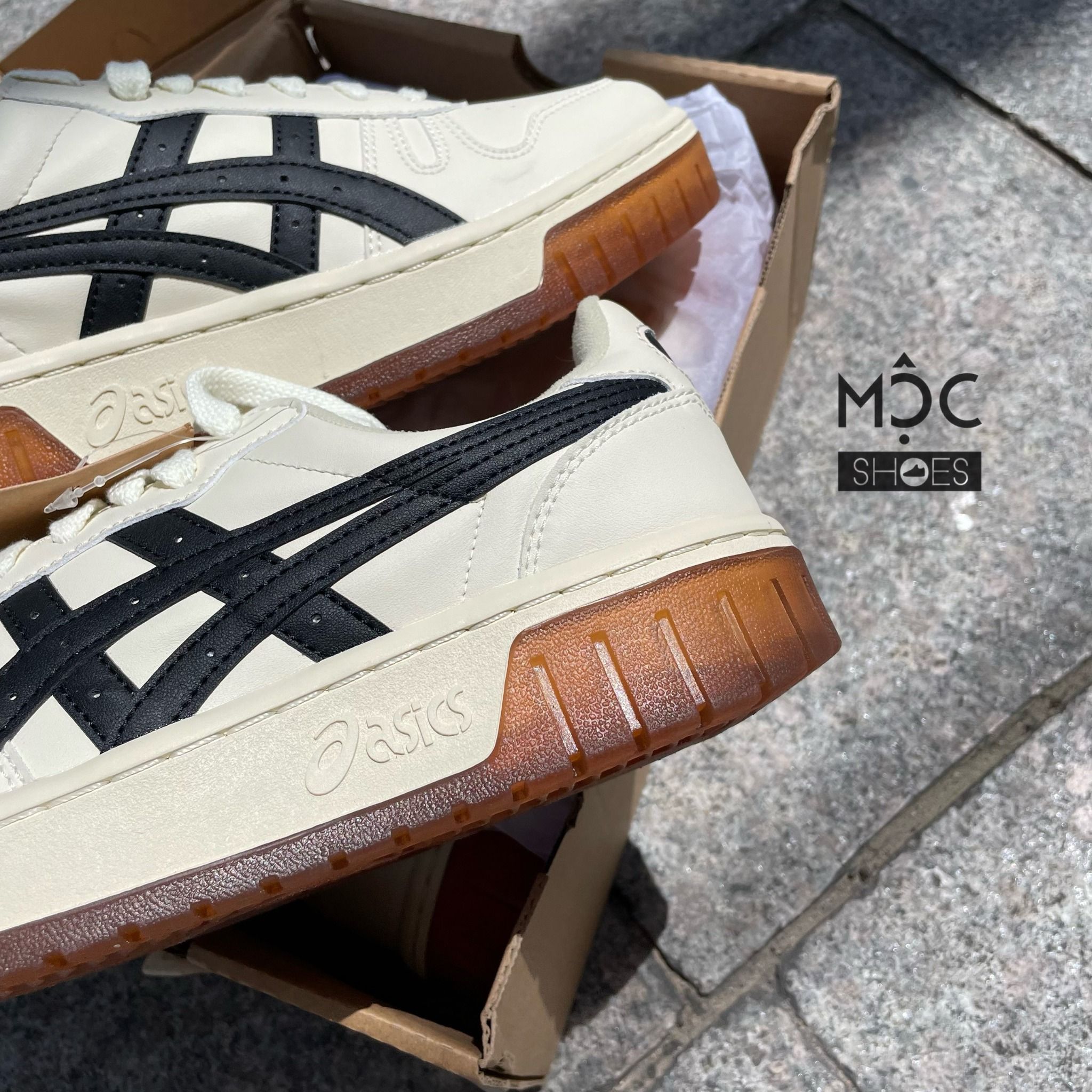 1373 - HÀNG CHÍNH HÃNG - ASICS COURT MZ - CREAM BLACK GUM - CODE: 1203A127-750