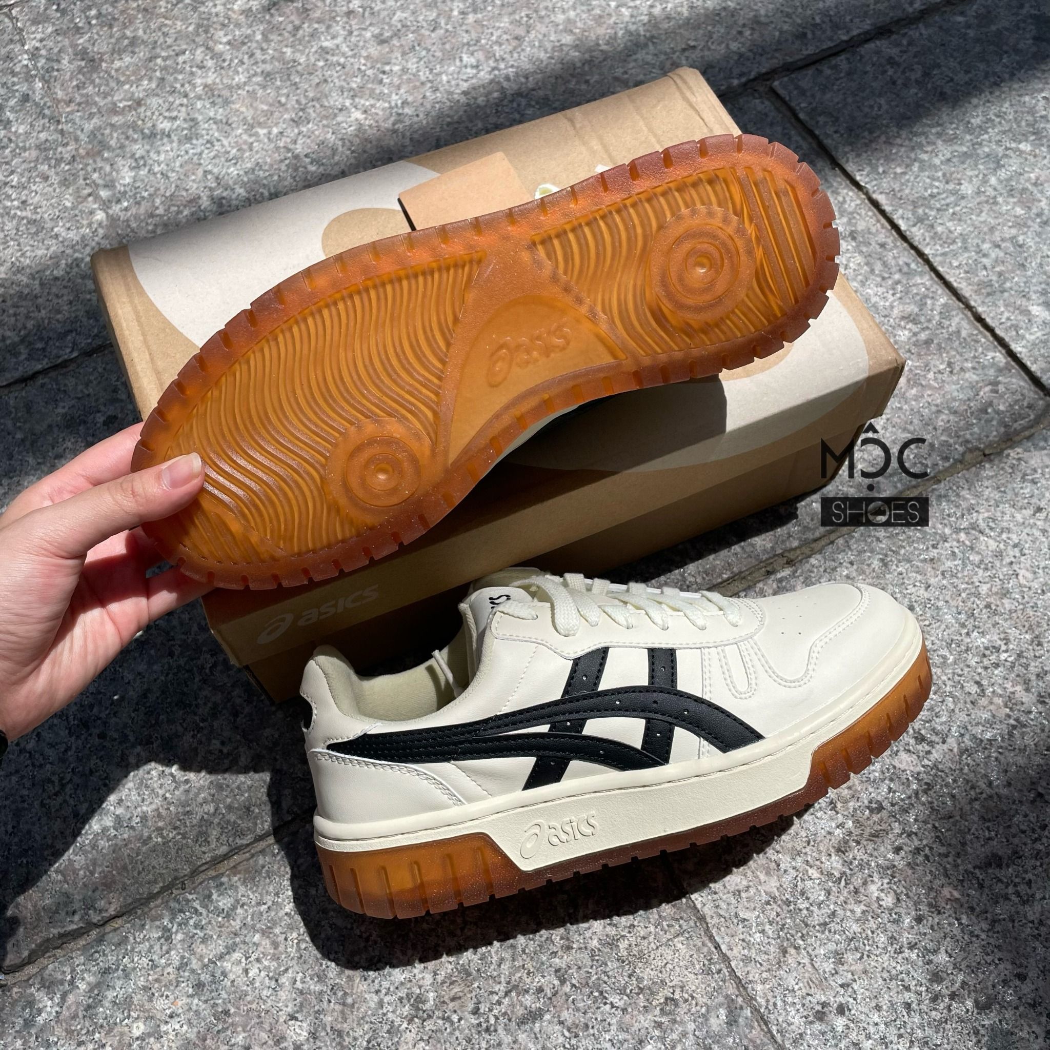 1373 - HÀNG CHÍNH HÃNG - ASICS COURT MZ - CREAM BLACK GUM - CODE: 1203A127-750