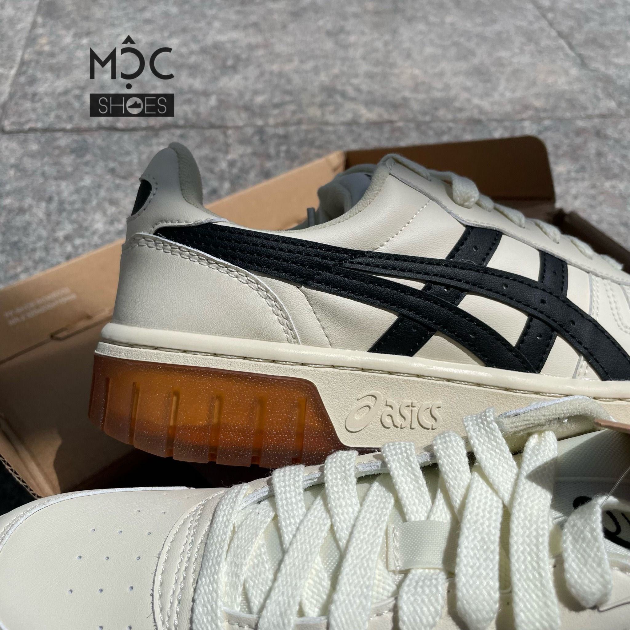 1373 - HÀNG CHÍNH HÃNG - ASICS COURT MZ - CREAM BLACK GUM - CODE: 1203A127-750