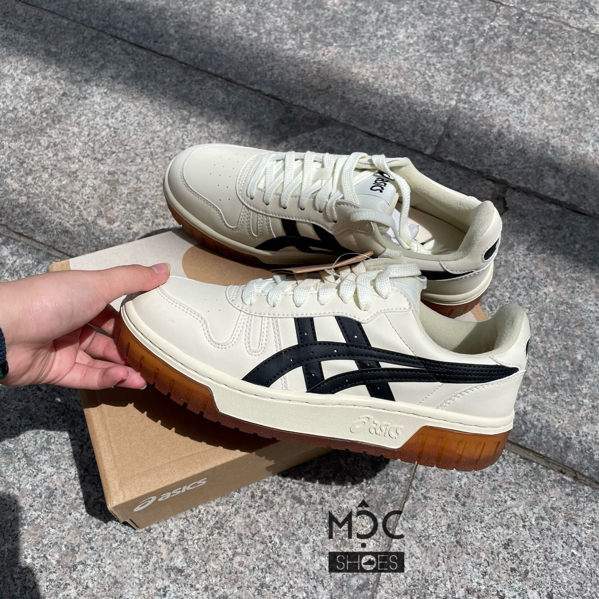 1373 - HÀNG CHÍNH HÃNG - ASICS COURT MZ - CREAM BLACK GUM - CODE: 1203A127-750