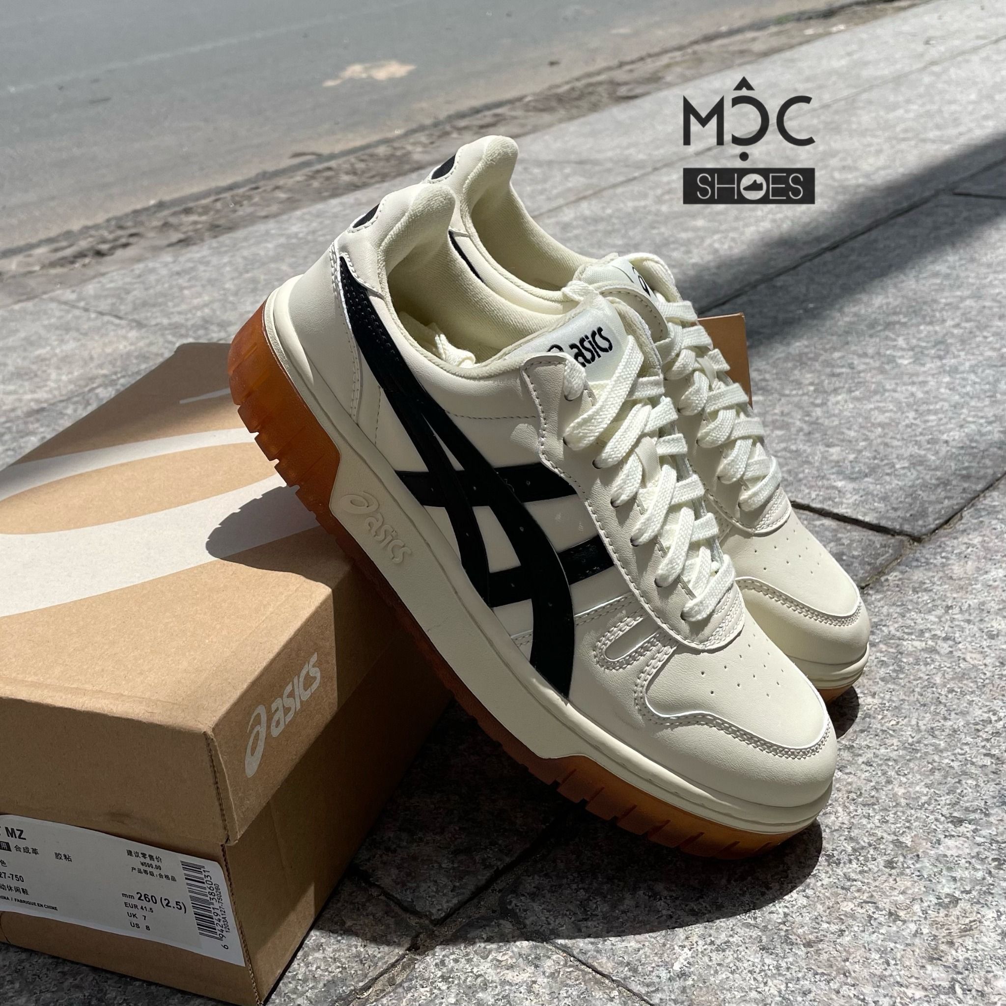 1373 - HÀNG CHÍNH HÃNG - ASICS COURT MZ - CREAM BLACK GUM - CODE: 1203A127-750