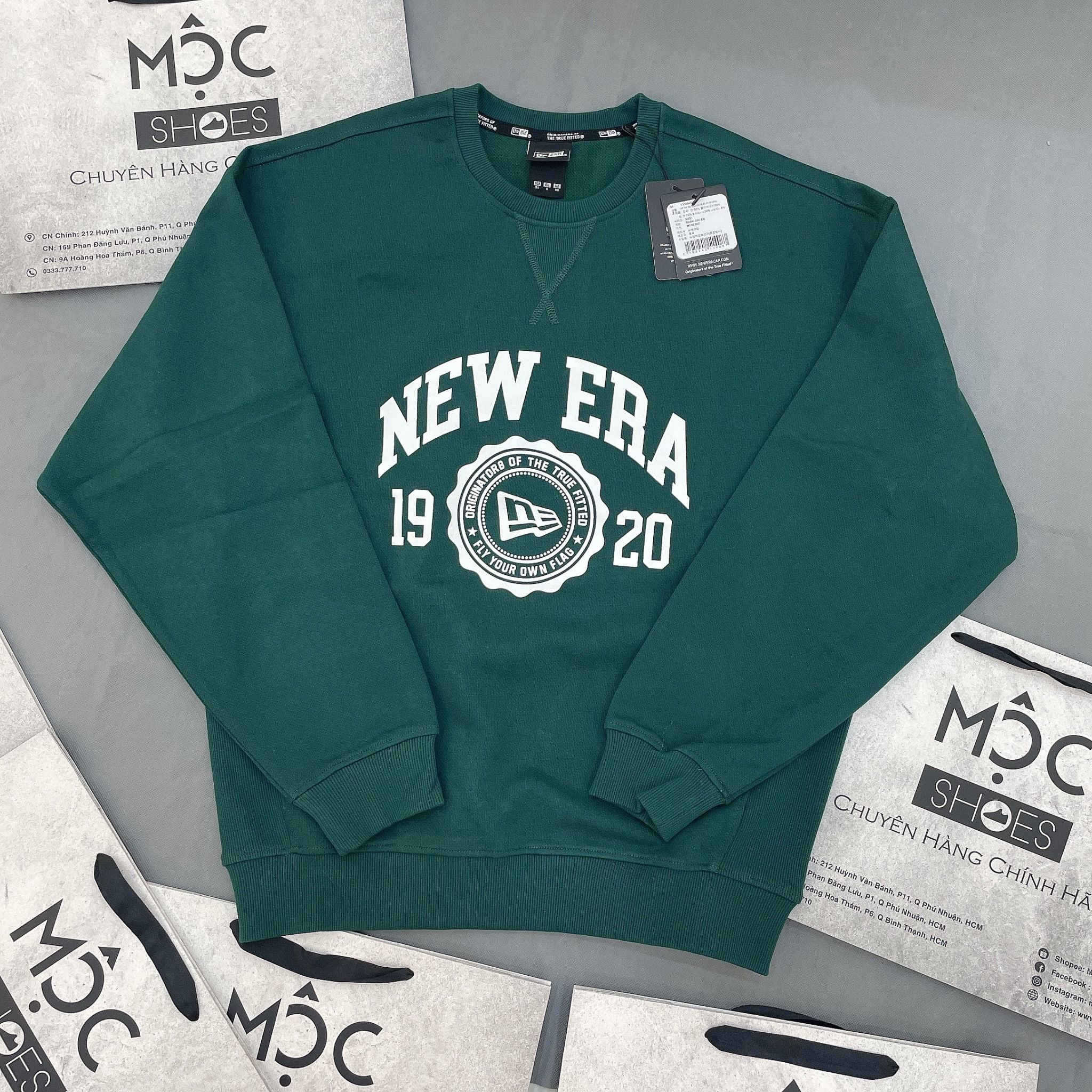 1380 - HÀNG CHÍNH HÃNG - ÁO SWEATER NEW ERA *LOGO NE* (1920) - GREEN (XANH LÁ) - CODE: 13546430