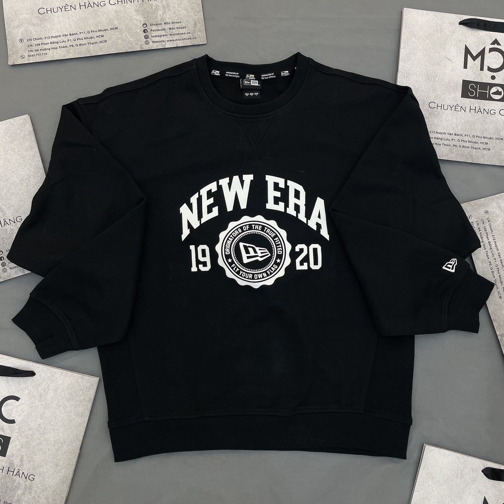 1379 - HÀNG CHÍNH HÃNG - ÁO SWEATER NEW ERA *LOGO NE* (1920) - BLACK (ĐEN) - CODE: 13546431