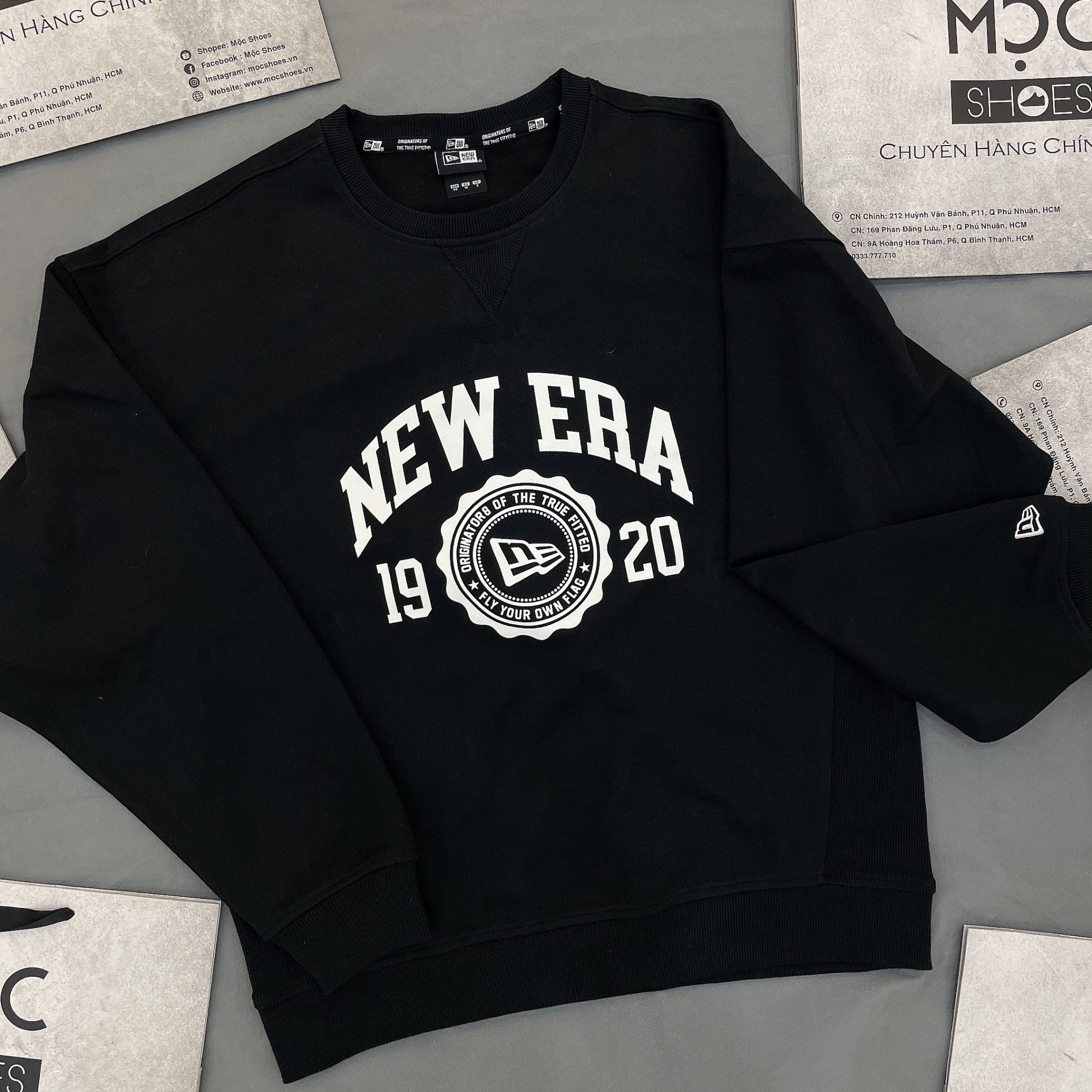 1379 - HÀNG CHÍNH HÃNG - ÁO SWEATER NEW ERA *LOGO NE* (1920) - BLACK (ĐEN) - CODE: 13546431