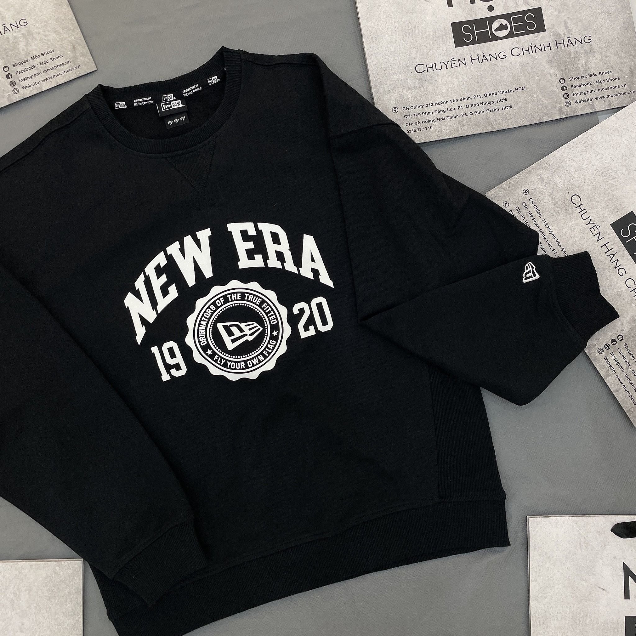 1379 - HÀNG CHÍNH HÃNG - ÁO SWEATER NEW ERA *LOGO NE* (1920) - BLACK (ĐEN) - CODE: 13546431