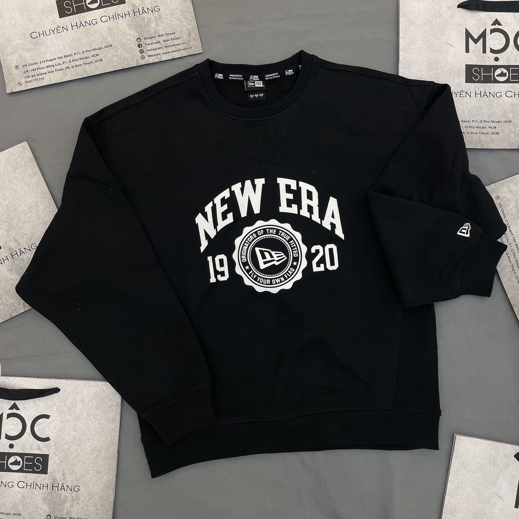 1379 - HÀNG CHÍNH HÃNG - ÁO SWEATER NEW ERA *LOGO NE* (1920) - BLACK (ĐEN) - CODE: 13546431