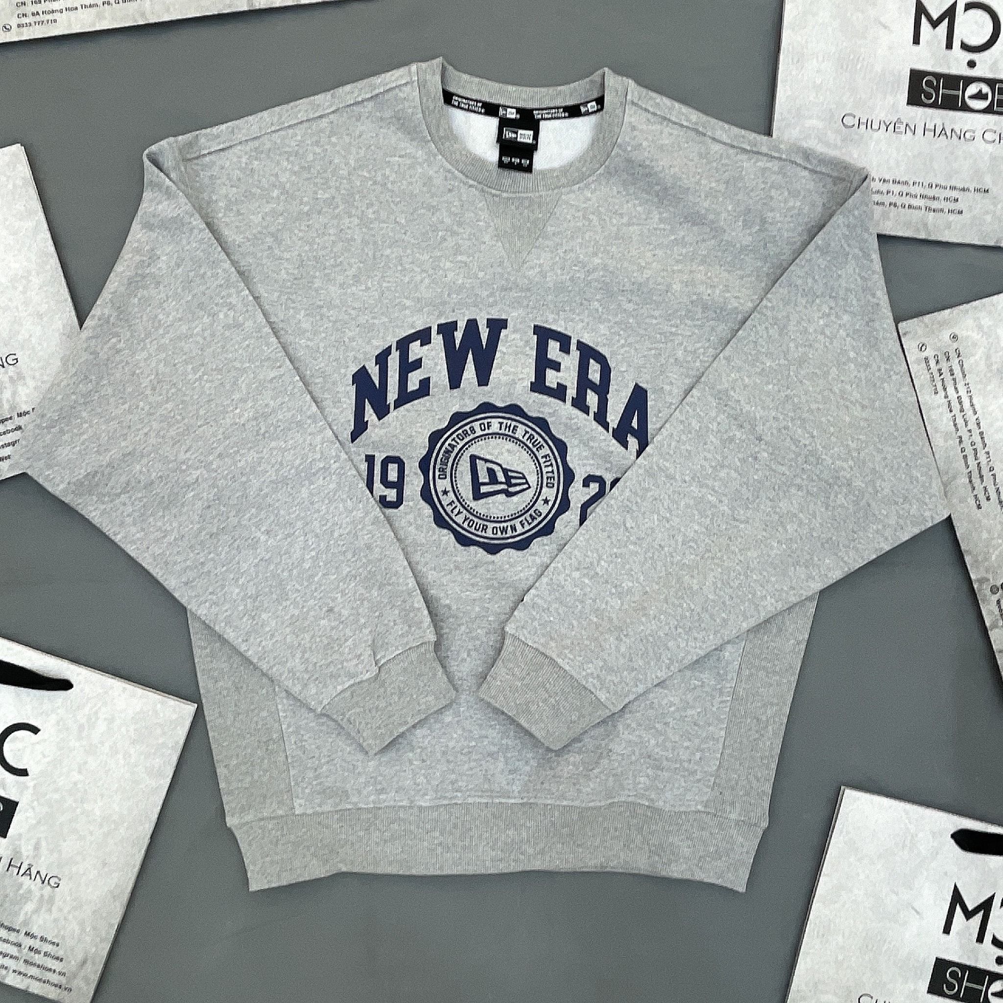 1382 - HÀNG CHÍNH HÃNG - ÁO SWEATER NEW ERA *LOGO NE* (1920) - GREY (XÁM) - CODE: 13546429