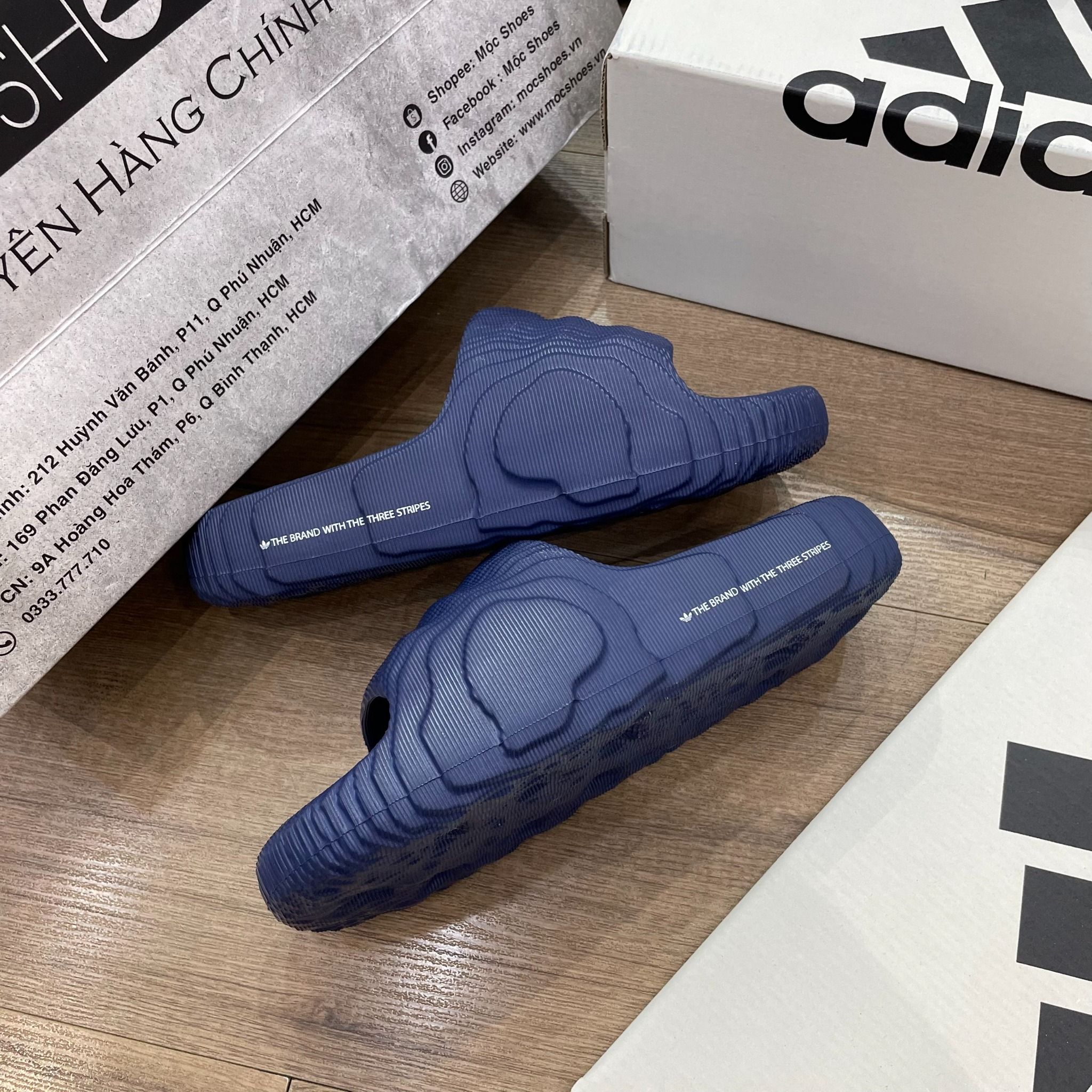 1383 - HÀNG CHÍNH HÃNG - DÉP ADIDAS 22 - BẬC THANG * DARK BLUE* ( XANH ĐEN ) - CODE: IG7497