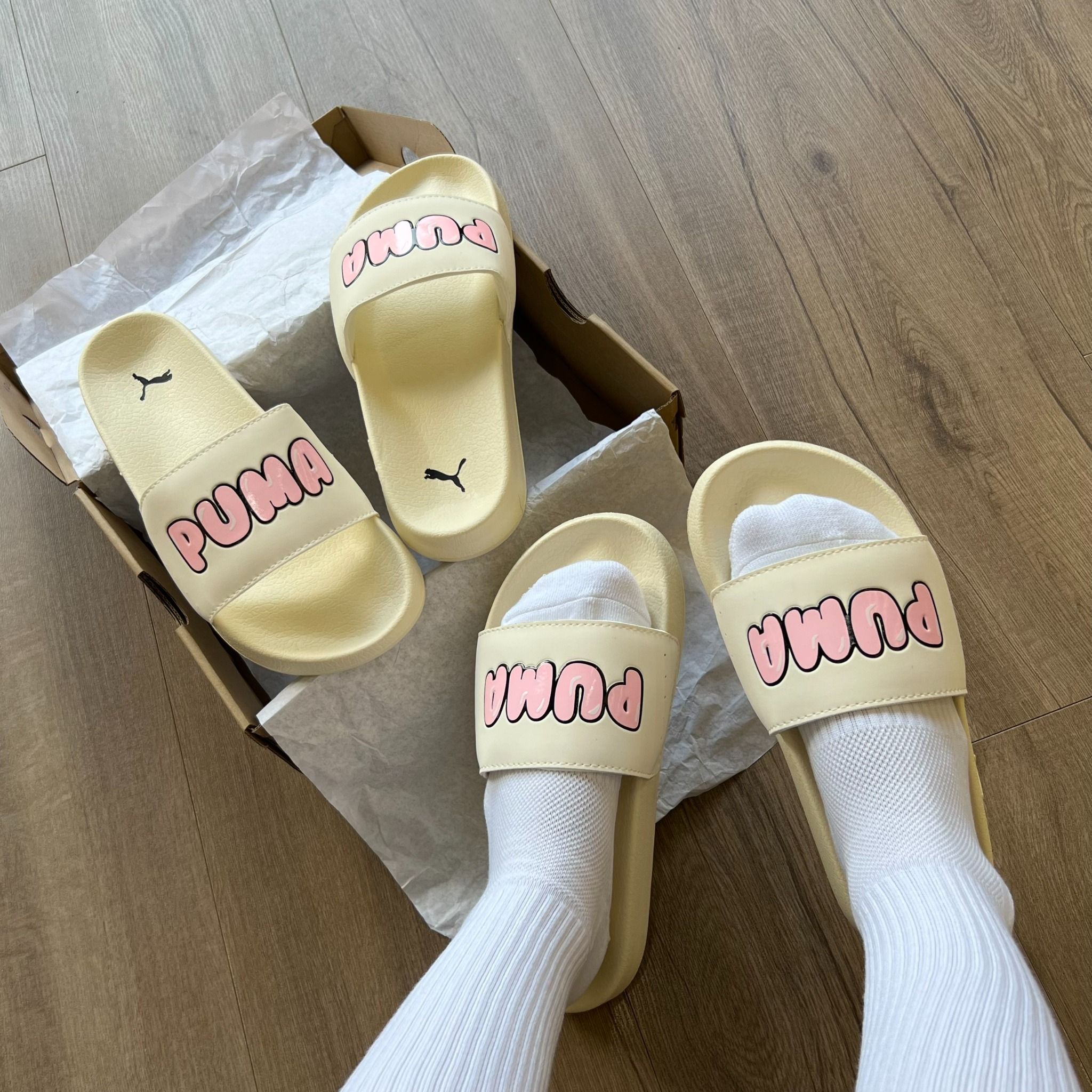 1415 - HÀNG CHÍNH HÃNG - DÉP PUMA SUEDE - LEADCAT 2.0 - *BEIGE/PINK*