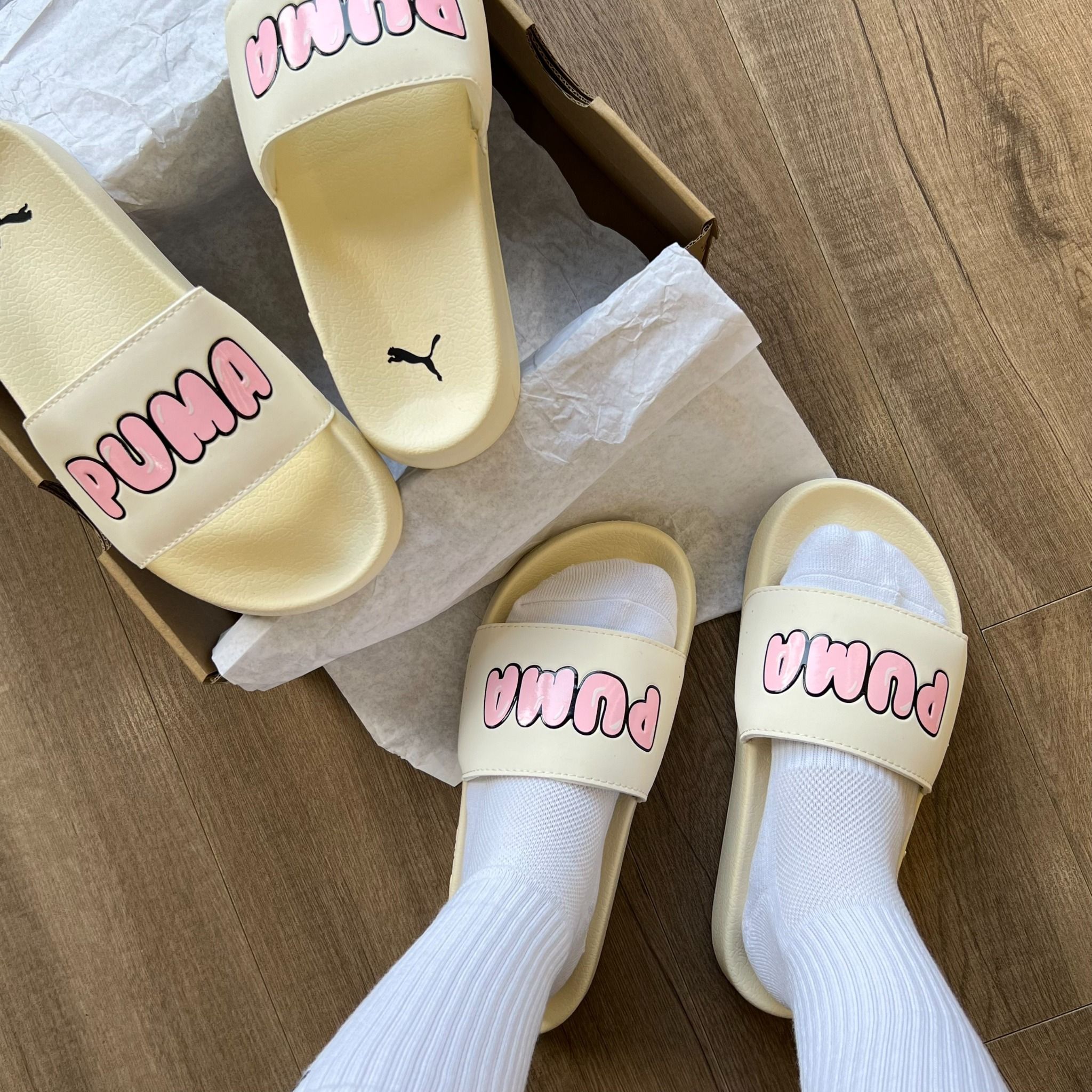 1415 - HÀNG CHÍNH HÃNG - DÉP PUMA SUEDE - LEADCAT 2.0 - *BEIGE/PINK*