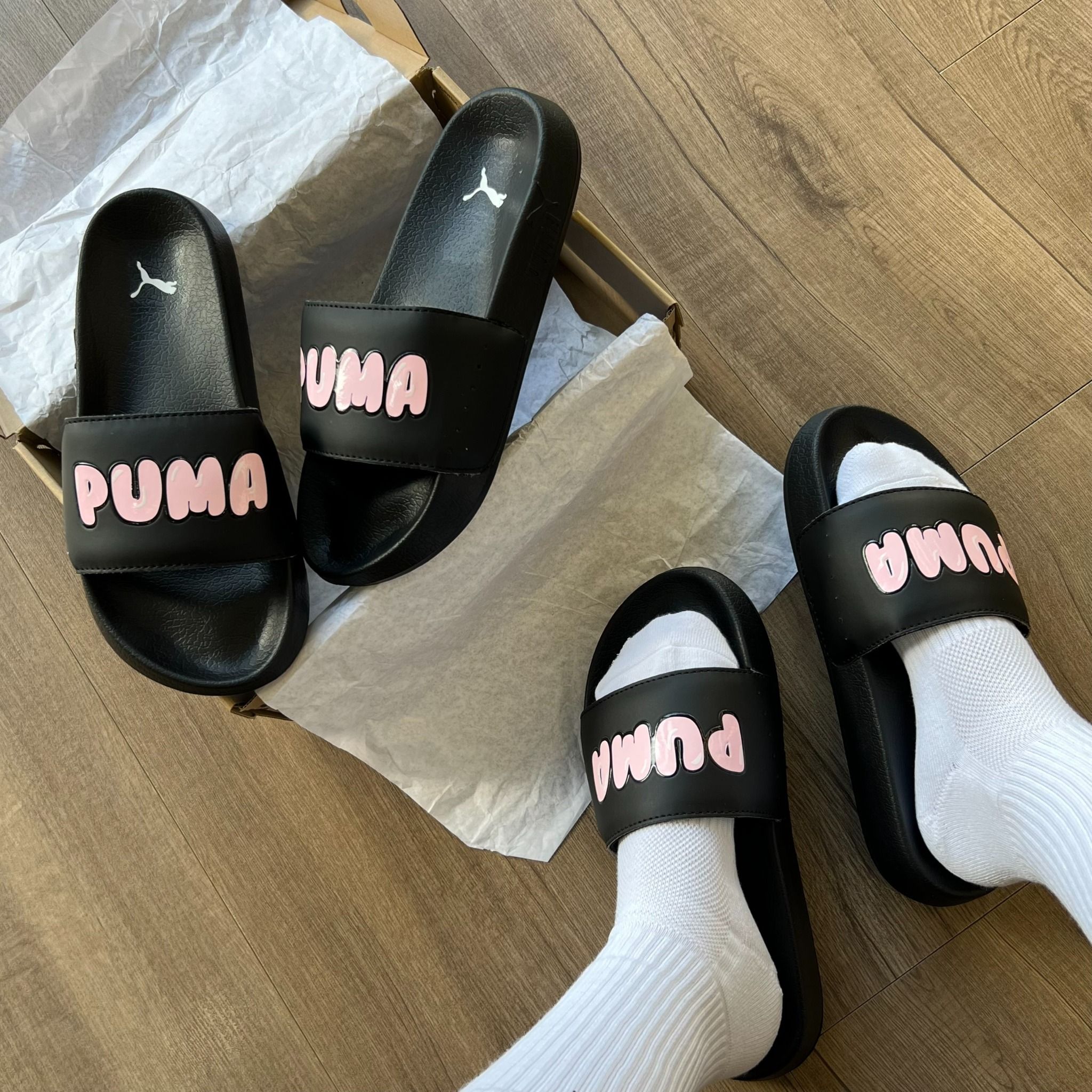1416 - HÀNG CHÍNH HÃNG - DÉP PUMA SUEDE - LEADCAT 2.0 - *BLACK/PINK*