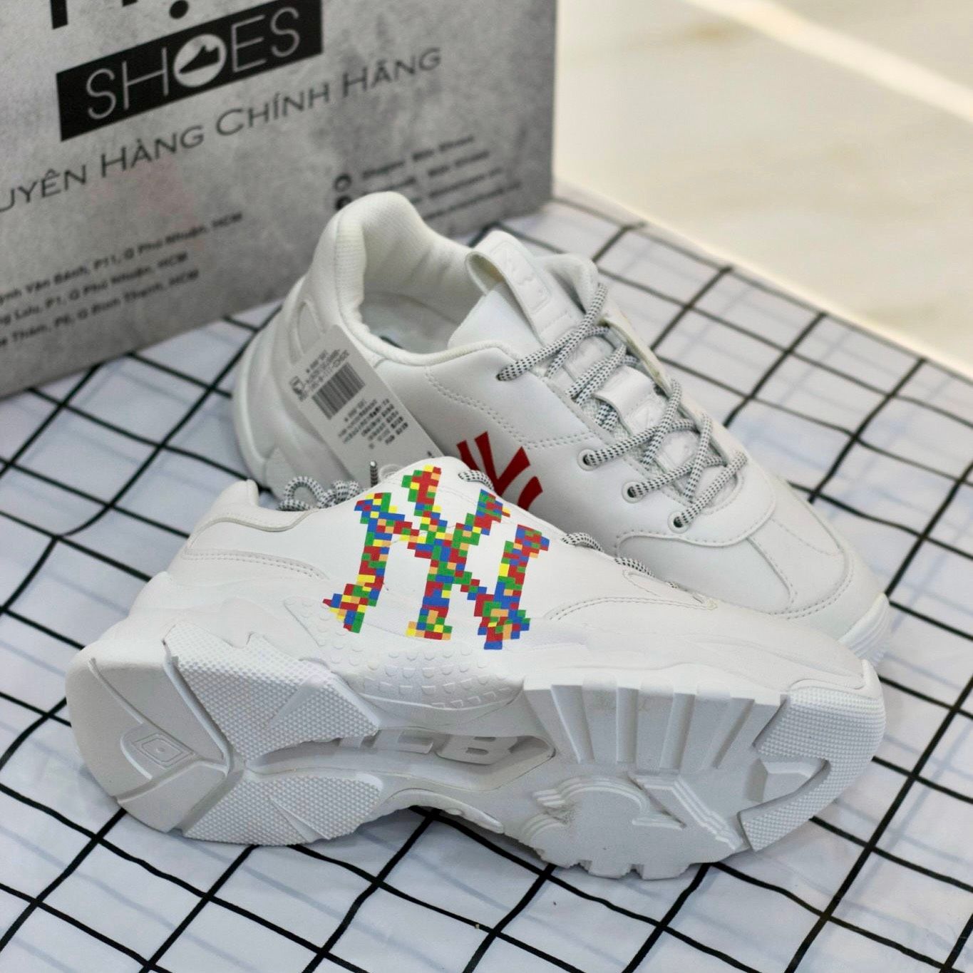 1265 - HÀNG CHÍNH HÃNG - GIÀY SNEAKER MLB BIG BALL CHUNKY - NEW YORK 3D BLOCK *MULTICOLOR* - CODE: 32SHCD111-50I