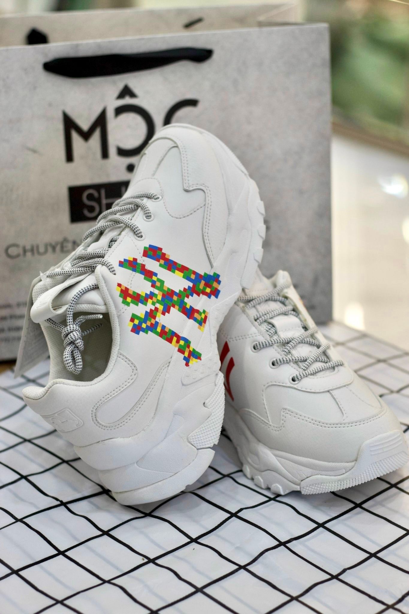 1265 - HÀNG CHÍNH HÃNG - GIÀY SNEAKER MLB BIG BALL CHUNKY - NEW YORK 3D BLOCK *MULTICOLOR* - CODE: 32SHCD111-50I