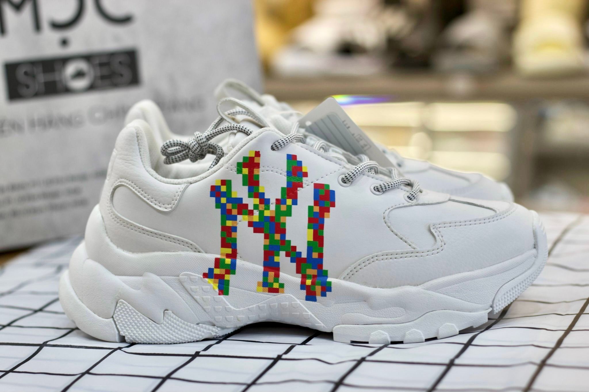 1265 - HÀNG CHÍNH HÃNG - GIÀY SNEAKER MLB BIG BALL CHUNKY - NEW YORK 3D BLOCK *MULTICOLOR* - CODE: 32SHCD111-50I