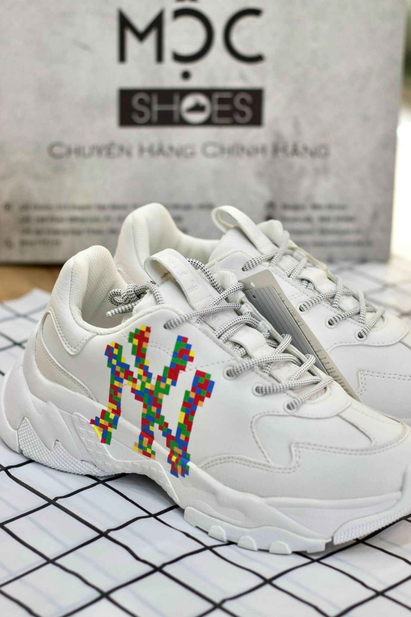 1265 - HÀNG CHÍNH HÃNG - GIÀY SNEAKER MLB BIG BALL CHUNKY - NEW YORK 3D BLOCK *MULTICOLOR* - CODE: 32SHCD111-50I