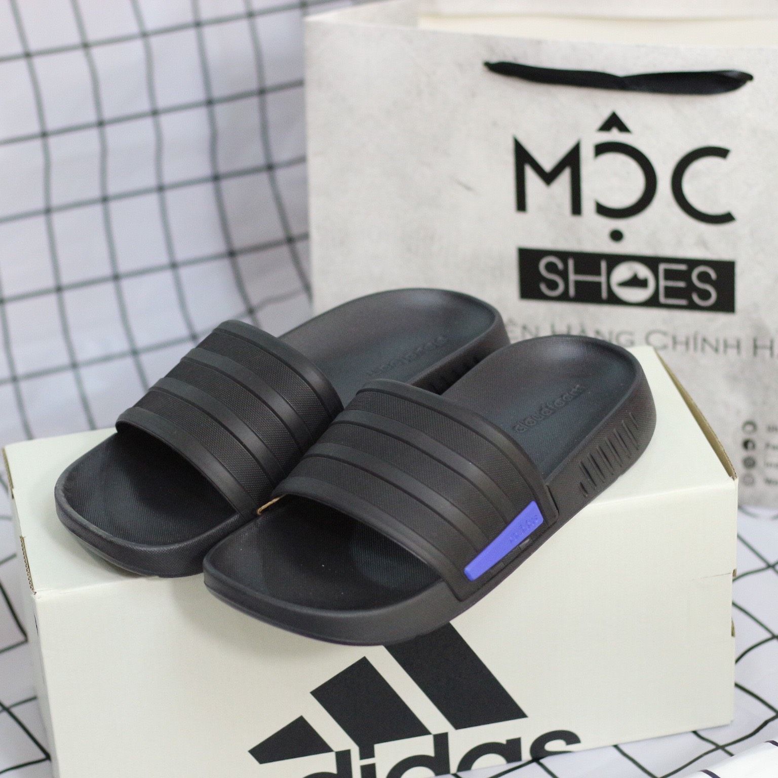  1412 - HÀNG CHÍNH HÃNG - DÉP ADIDAS - RACER TR SLIDES - *CORE BLACK BLUE* - CODE: G58170 