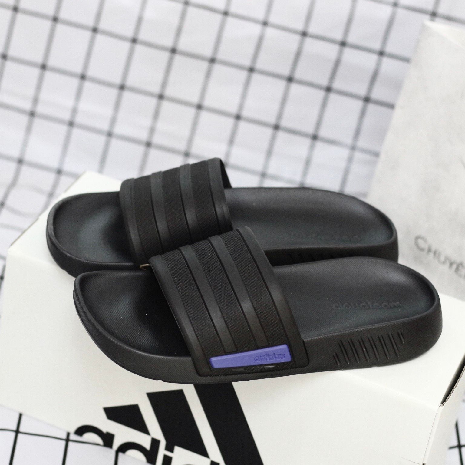 1412 - HÀNG CHÍNH HÃNG - DÉP ADIDAS - RACER TR SLIDES - *CORE BLACK BLUE* - CODE: G58170