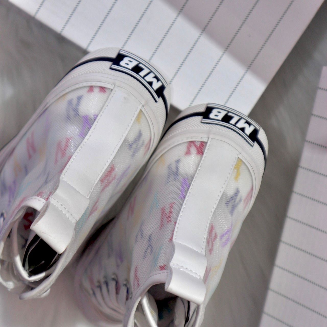 0851 - HÀNG CHÍNH HÃNG - GIÀY MLB PLAYBALL HIGH MONOGRAM MESH MÀU MULTICOLOR - *CREAM/COLOR* - CODE: 3ACVCMM2N-50IVS