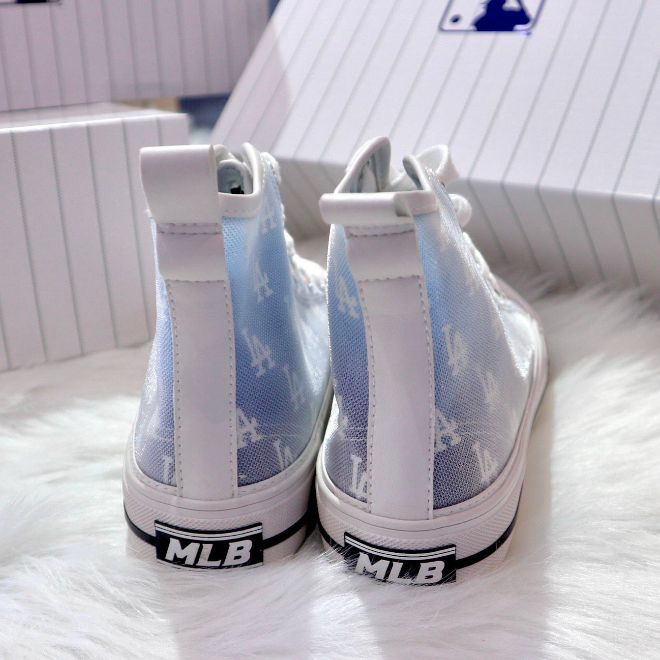 0852 - HÀNG CHÍNH HÃNG - GIÀY MLB PLAYBALL HIGH MONOGRAM MESH MÀU XANH BLUE- *CREAM/BLUE* - CODE: 3ACVCMM2N-07BLS