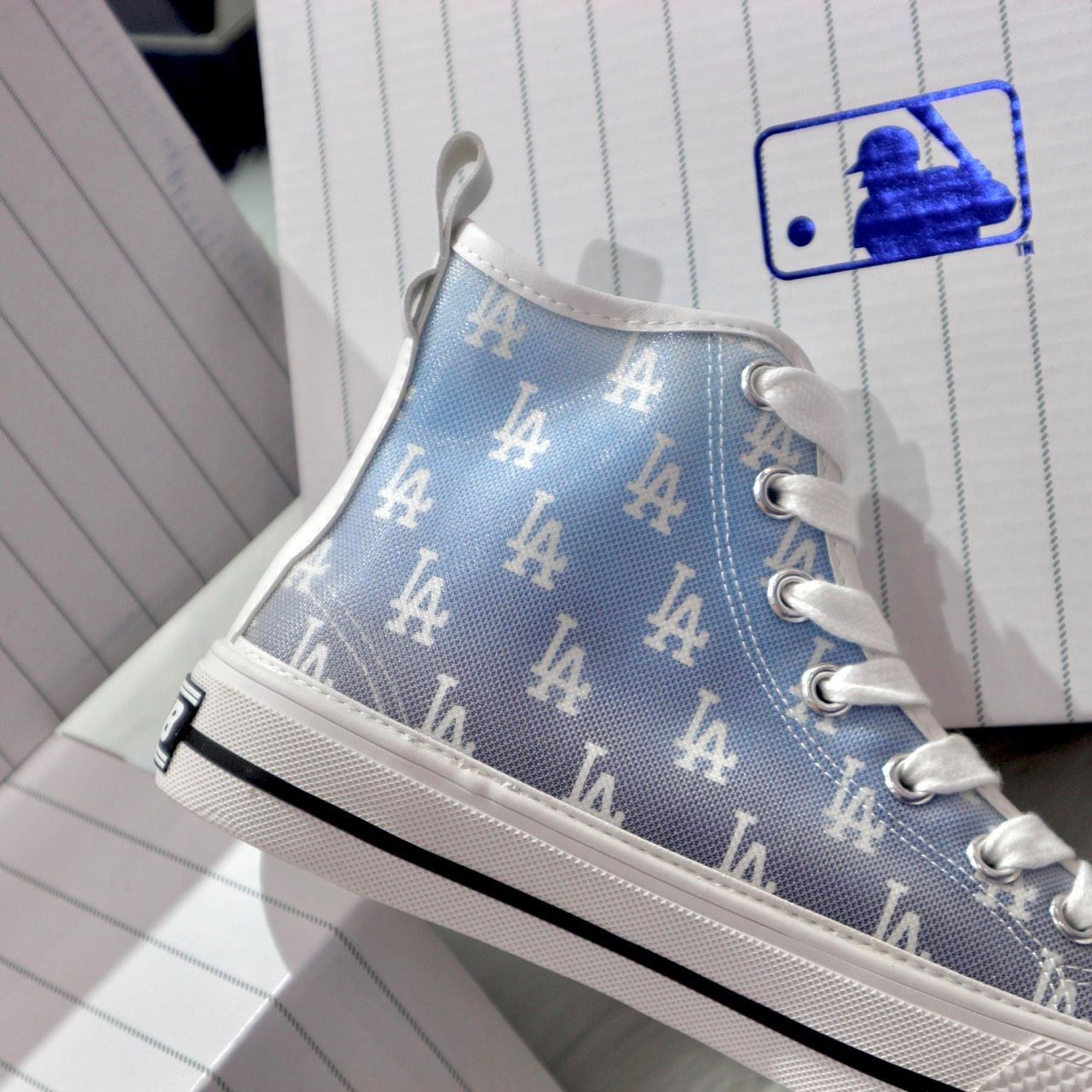0852 - HÀNG CHÍNH HÃNG - GIÀY MLB PLAYBALL HIGH MONOGRAM MESH MÀU XANH BLUE- *CREAM/BLUE* - CODE: 3ACVCMM2N-07BLS