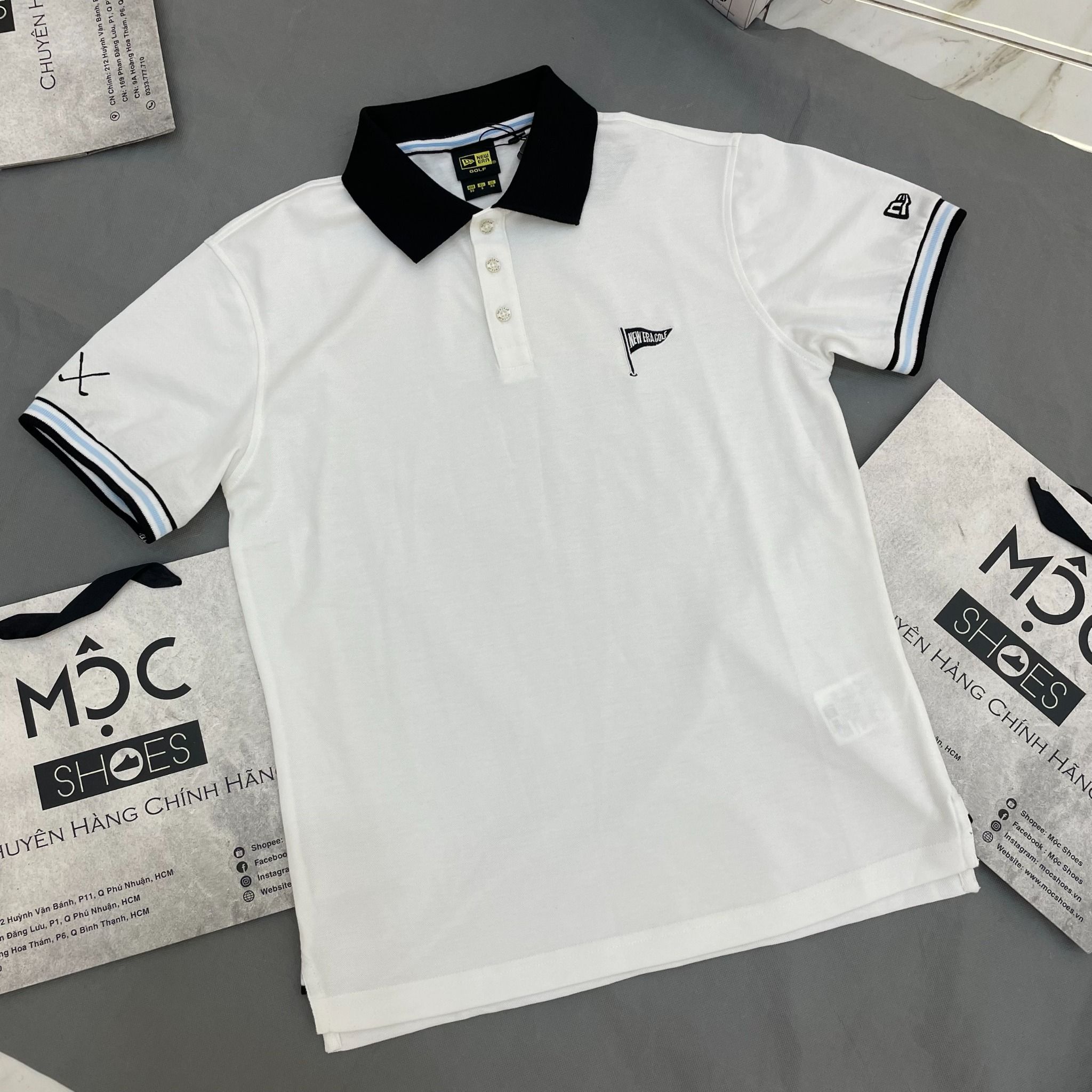 1479 - HÀNG CHÍNH HÃNG - ÁO NEW ERA - POLO GOLF *LÁ CỜ* - TRẮNG - CODE: 13679611