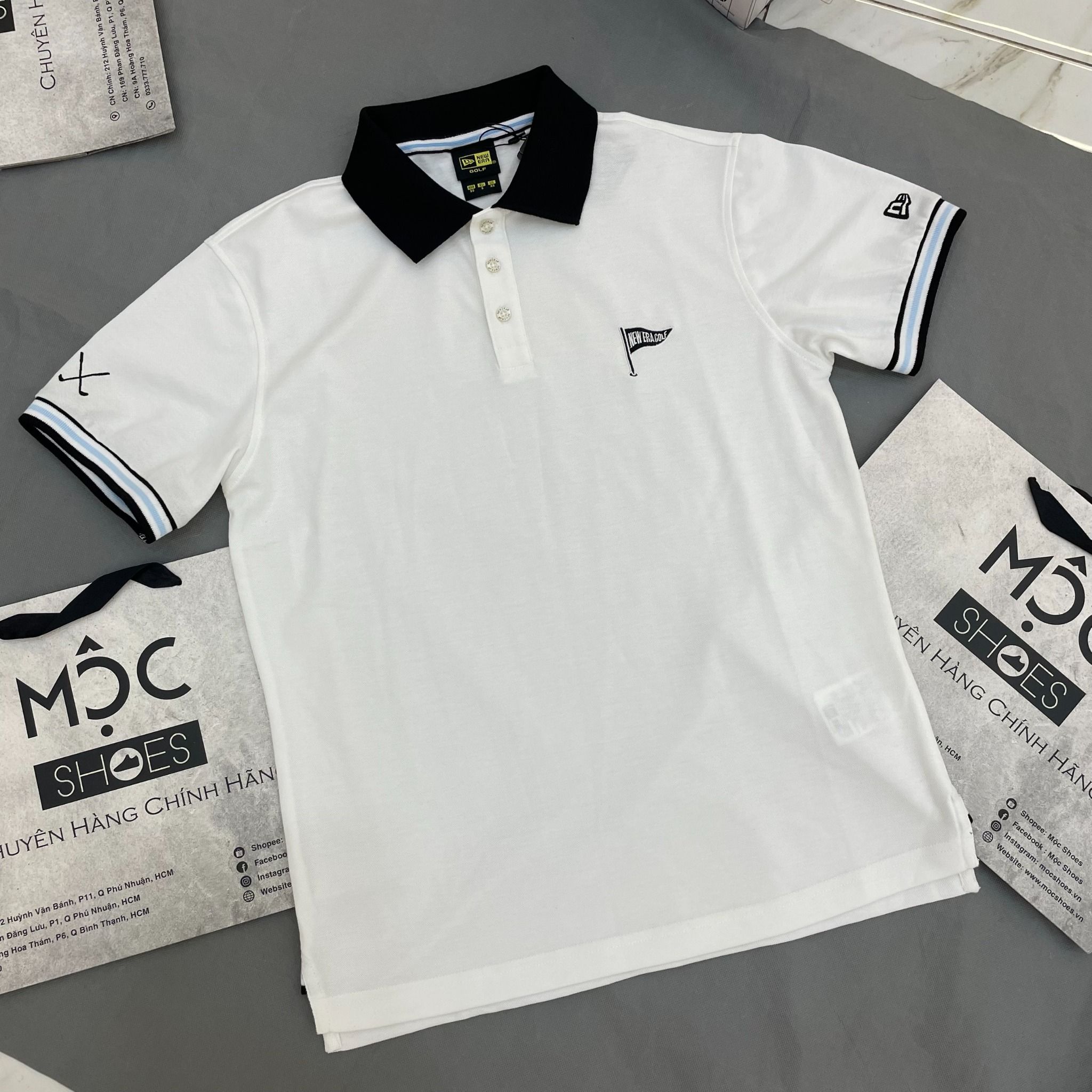  1479 - HÀNG CHÍNH HÃNG - ÁO NEW ERA - POLO GOLF *LÁ CỜ* - TRẮNG - CODE: 13679611 