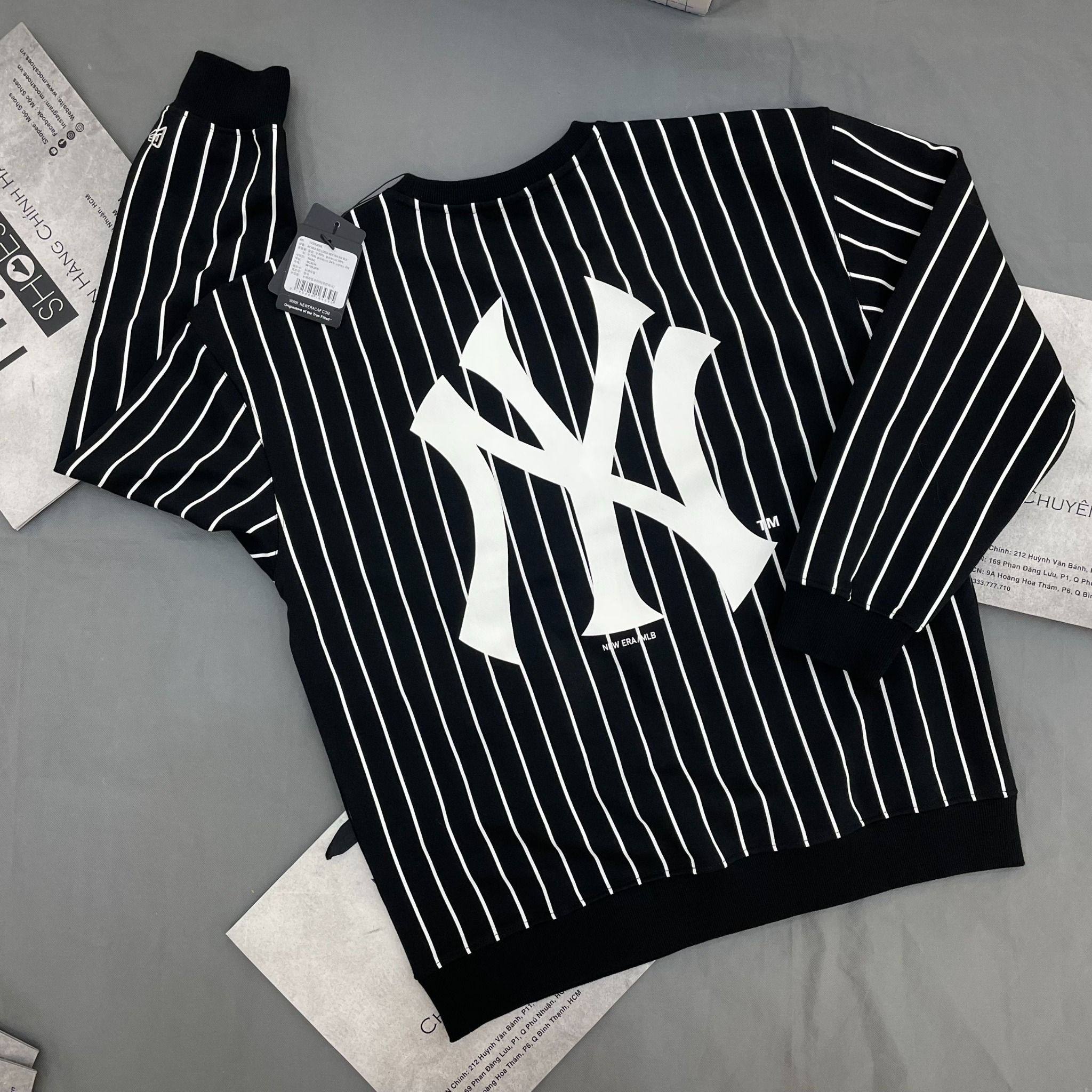 1485 - HÀNG CHÍNH HÃNG - ÁO SWEATER NEW ERA NY YANKEES - KẺ SỌC -