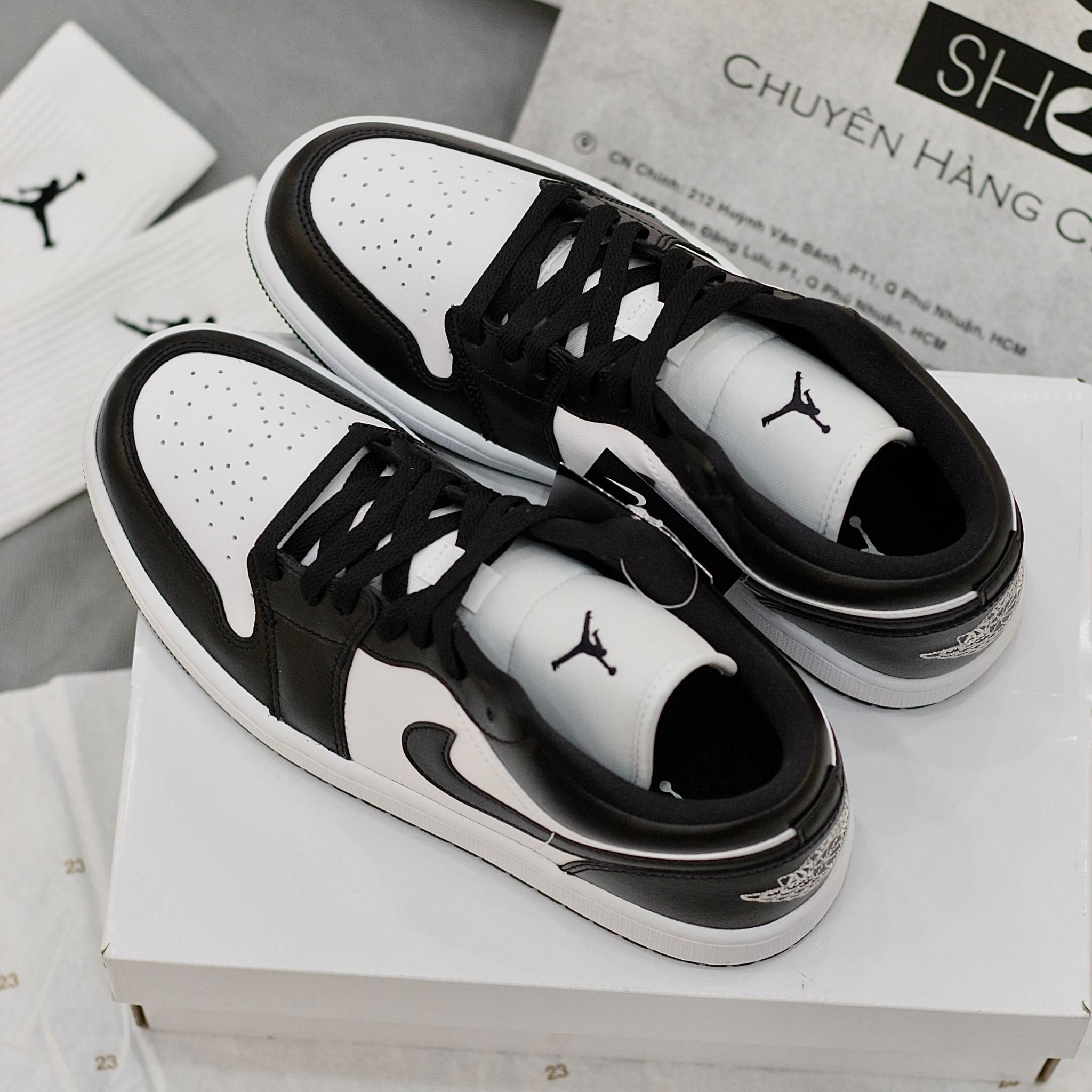 1490 - HÀNG CHÍNH HÃNG - GIÀY AIR JORDAN 1 LOW - PANDA - *TRĂNG / ĐEN* - CODE : DC0774-101