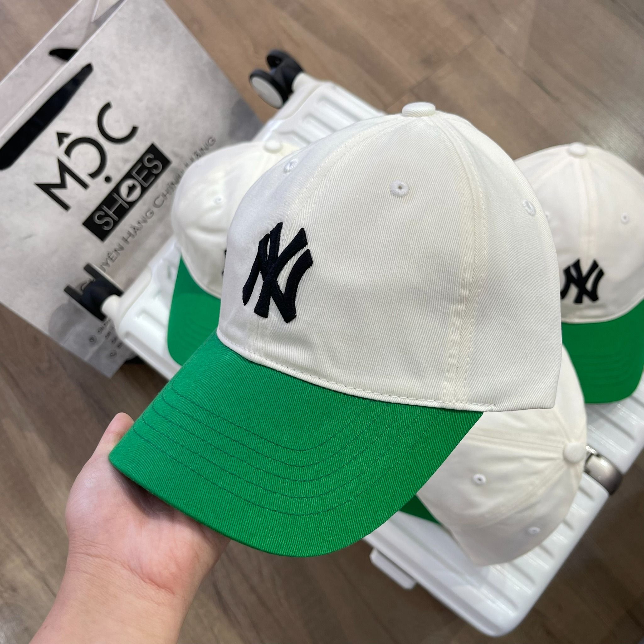 1500 - HÀNG CHÍNH HÃNG - Mũ - Nón Lưỡi Trai MLB *LOGO NY* - XANH LÁ/BE (Form Mềm) - AUTHENTIC 100%