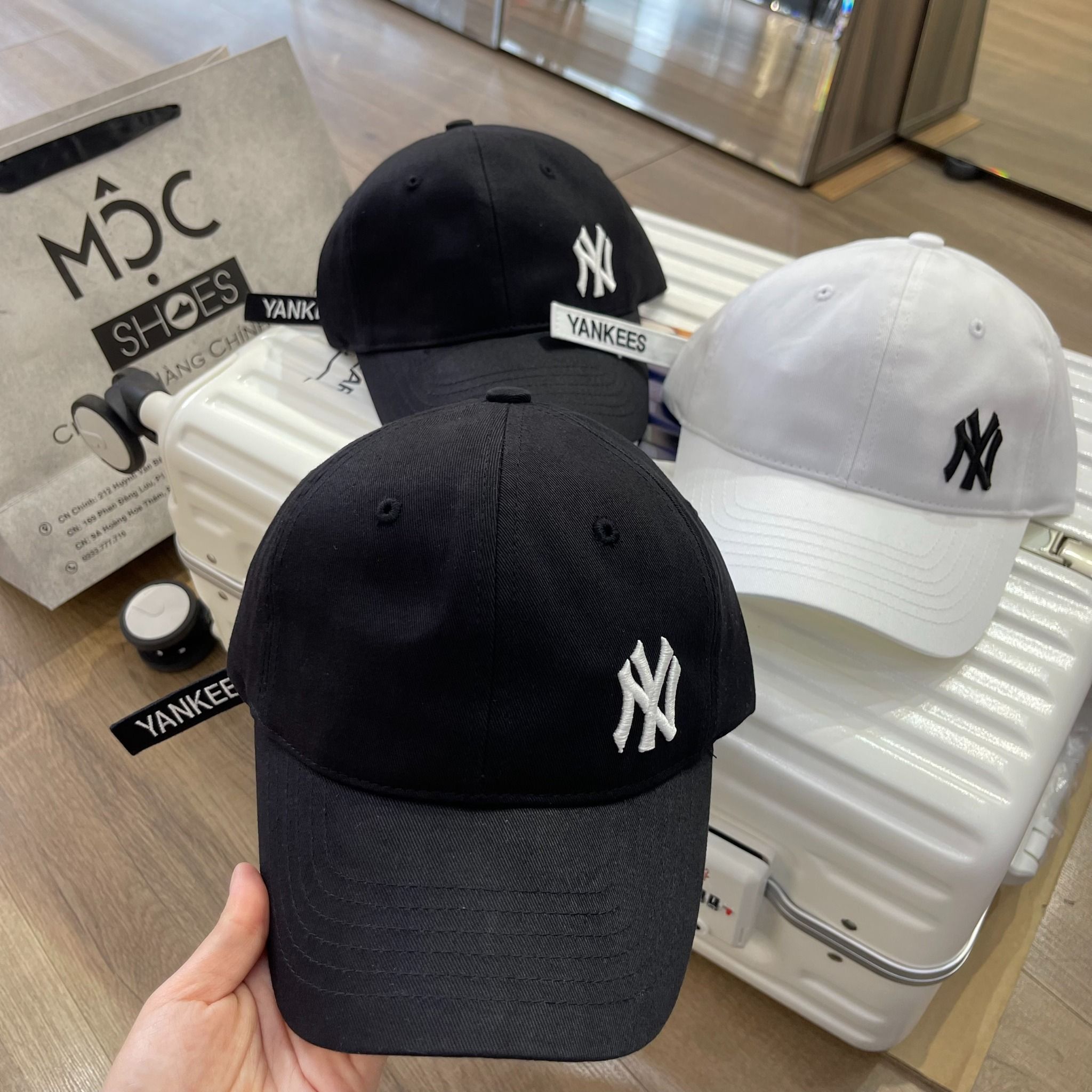 1510 - HÀNG CHÍNH HÃNG - Mũ - Nón Lưỡi Trai MLB *LOGO NY* - ĐEN- DÂY DÀI - AUTHENTIC 100%