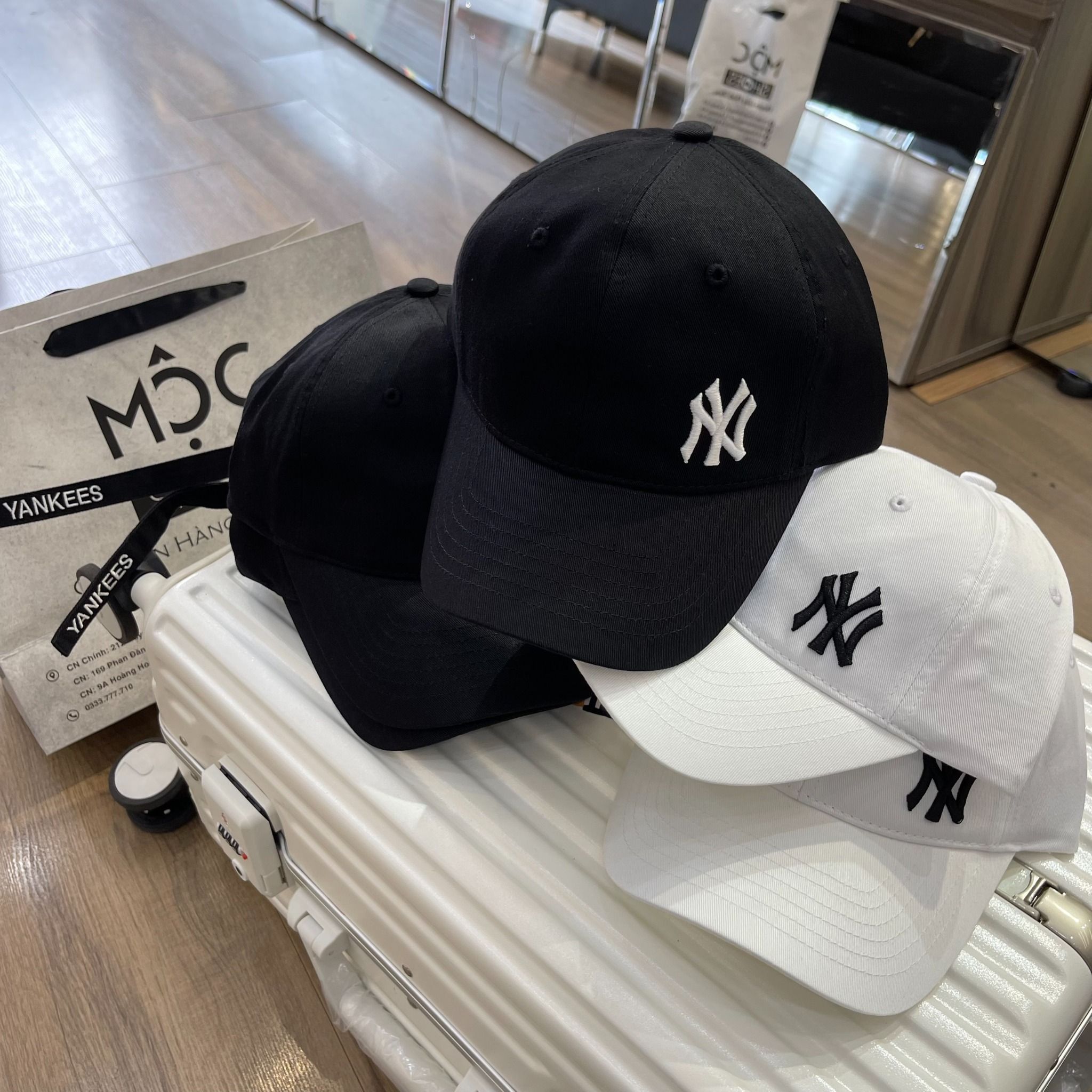 1510 - HÀNG CHÍNH HÃNG - Mũ - Nón Lưỡi Trai MLB *LOGO NY* - ĐEN- DÂY DÀI - AUTHENTIC 100%