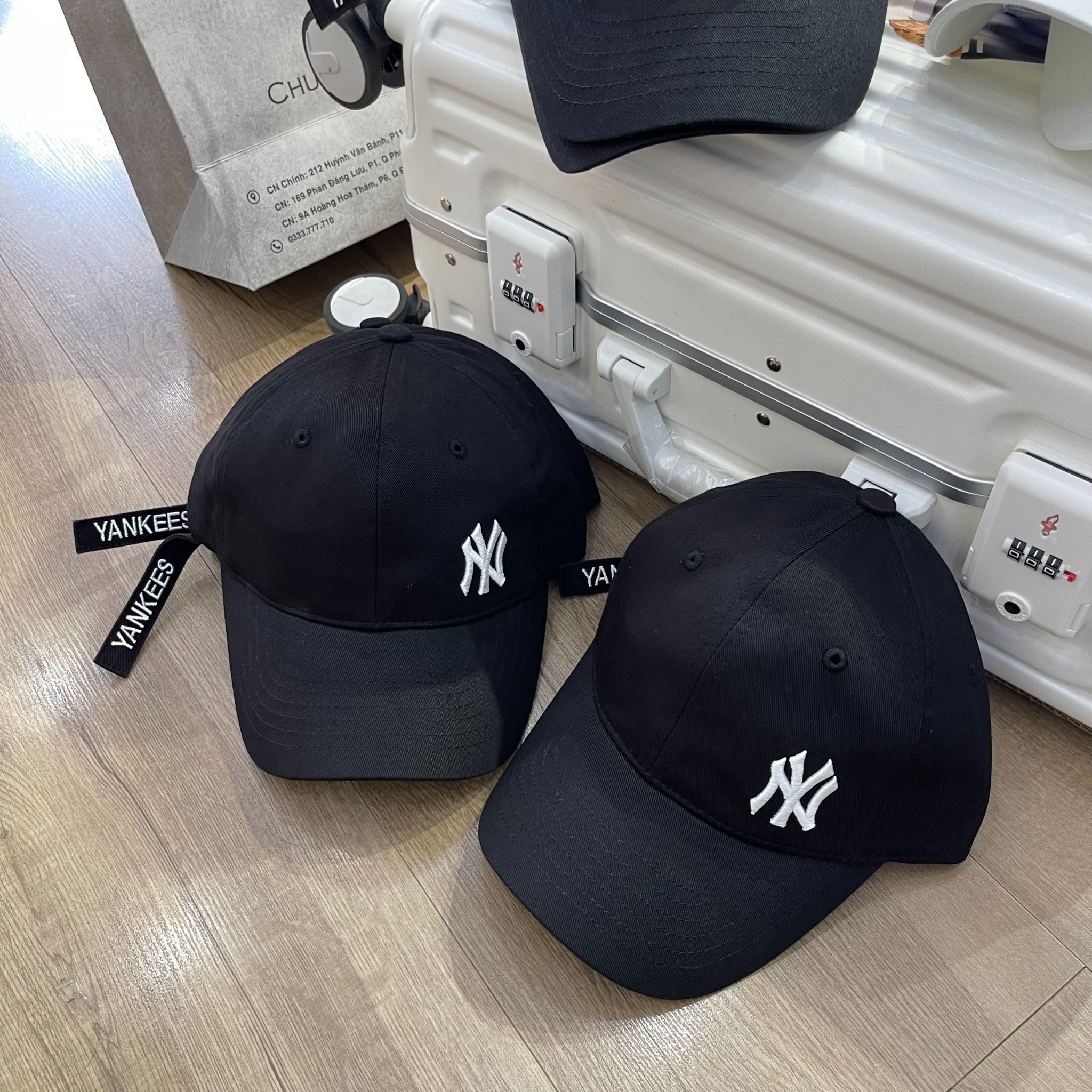 1510 - HÀNG CHÍNH HÃNG - Mũ - Nón Lưỡi Trai MLB *LOGO NY* - ĐEN- DÂY DÀI - AUTHENTIC 100%