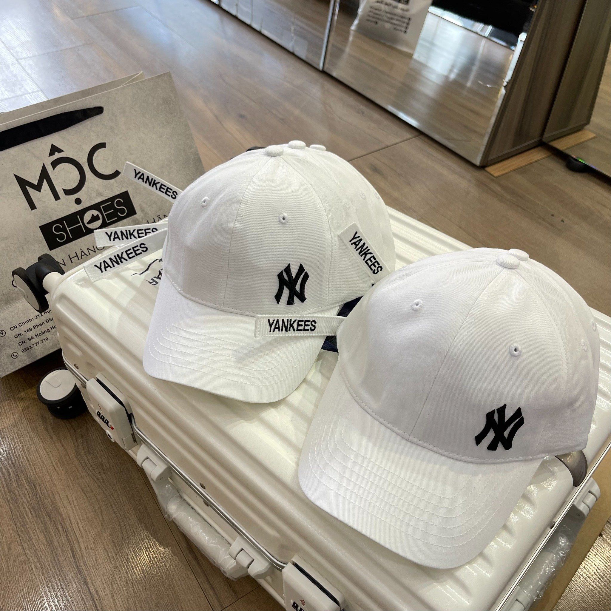 1512 - HÀNG CHÍNH HÃNG - Mũ - Nón Lưỡi Trai MLB *LOGO NY* - TRẮNG - DÂY DÀI - AUTHENTIC 100%