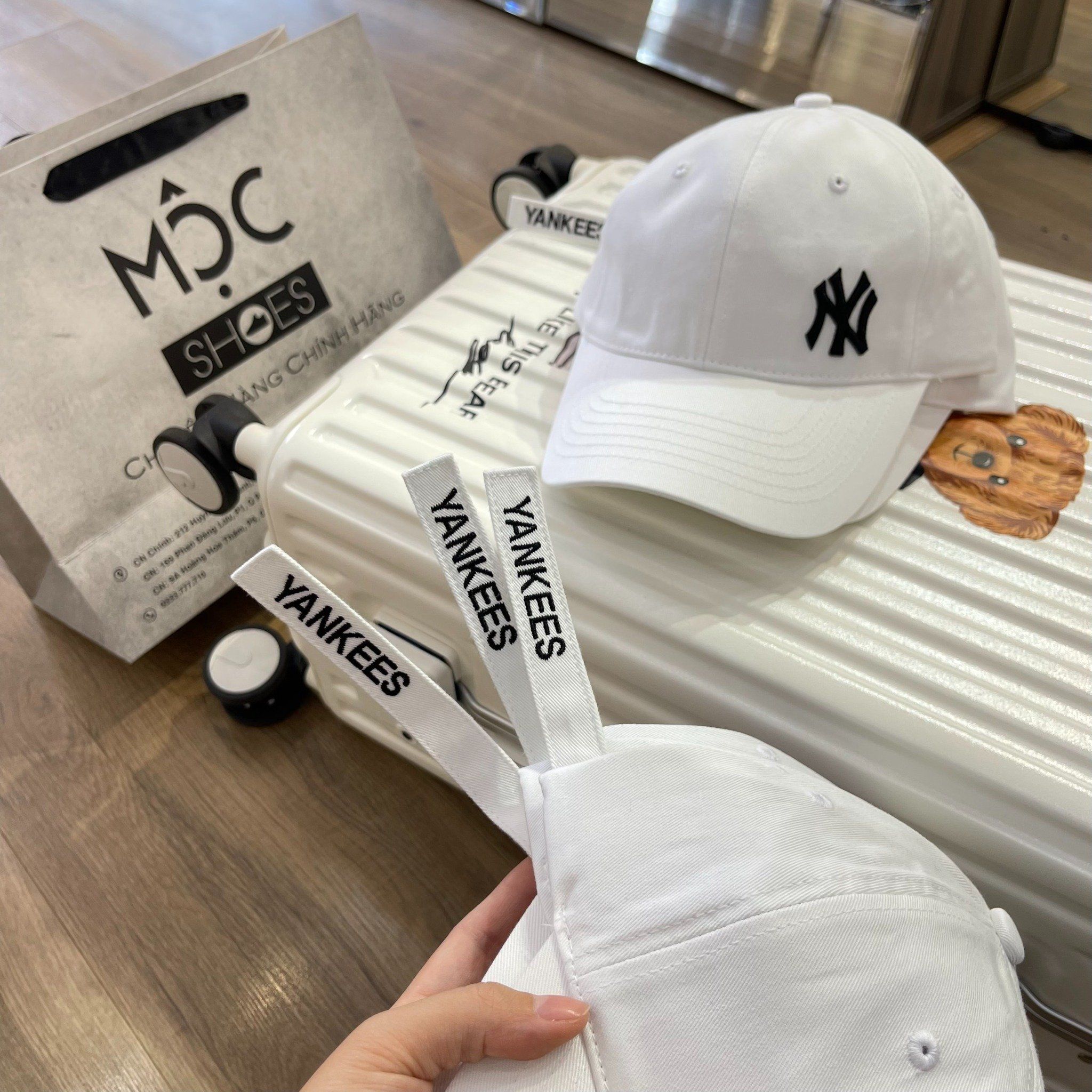 1512 - HÀNG CHÍNH HÃNG - Mũ - Nón Lưỡi Trai MLB *LOGO NY* - TRẮNG - DÂY DÀI - AUTHENTIC 100%