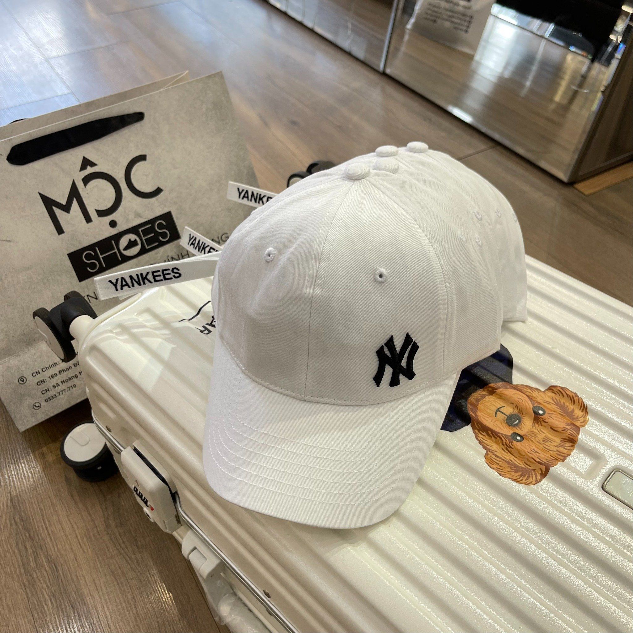 1512 - HÀNG CHÍNH HÃNG - Mũ - Nón Lưỡi Trai MLB *LOGO NY* - TRẮNG - DÂY DÀI - AUTHENTIC 100%