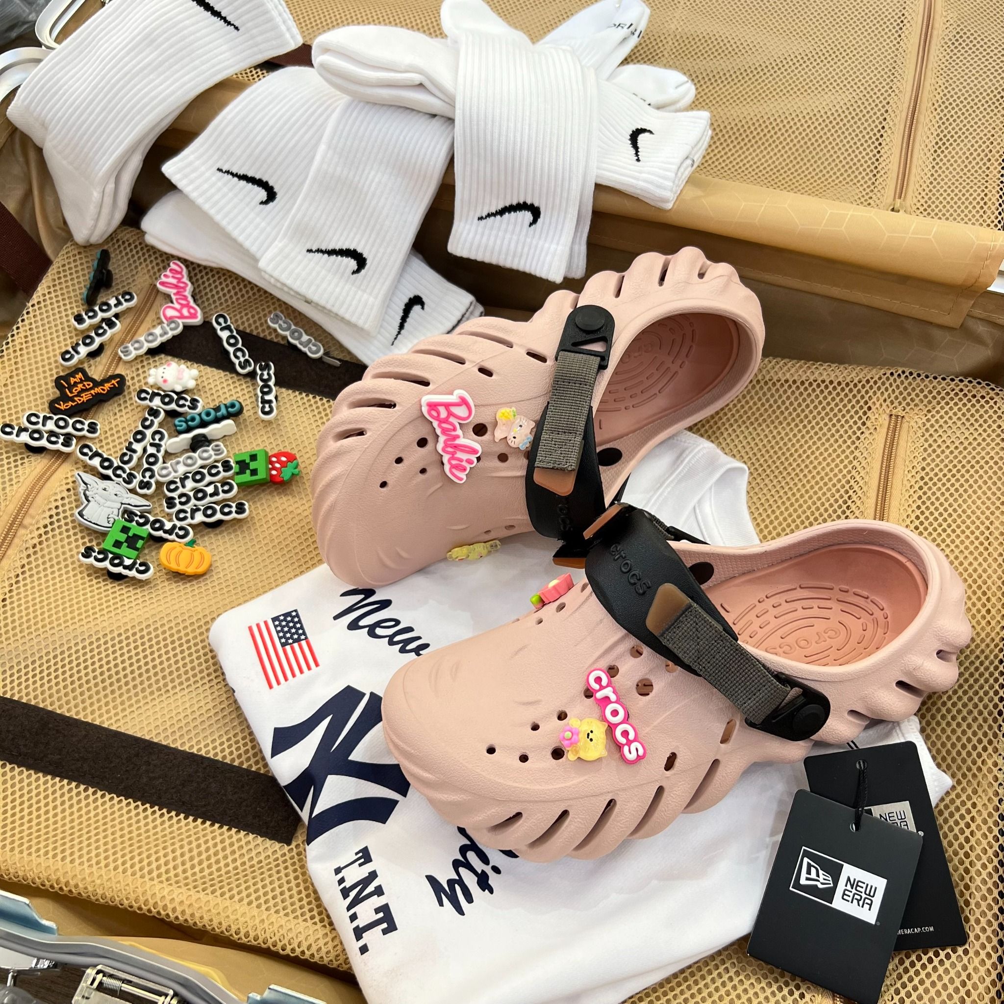 1532 - HÀNG CHÍNH HÃNG - GIÀY CLOG UNISEX CROCS ECHO - PINK CLOG *QUAI ĐEN* - ATMOSPHERE - CODE : 126443640