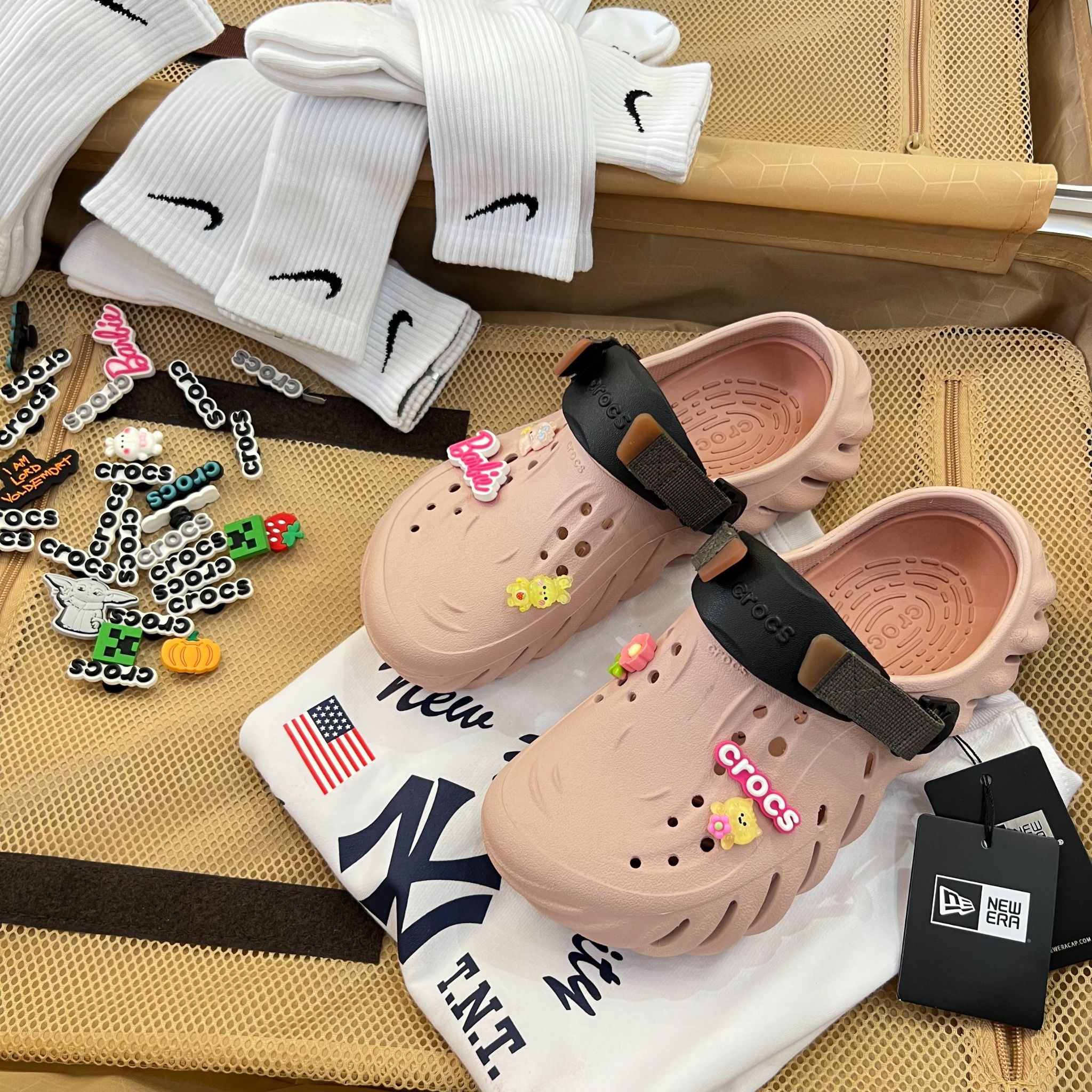 1532 - HÀNG CHÍNH HÃNG - GIÀY CLOG UNISEX CROCS ECHO - PINK CLOG *QUAI ĐEN* - ATMOSPHERE - CODE : 126443640