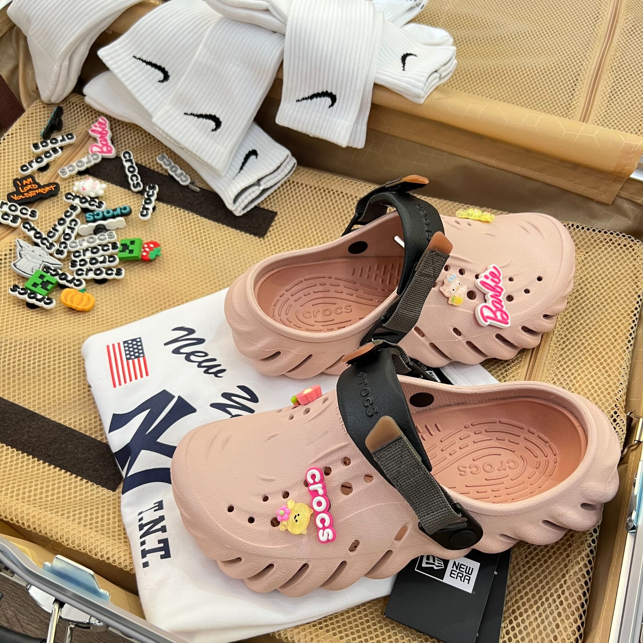 1532 - HÀNG CHÍNH HÃNG - GIÀY CLOG UNISEX CROCS ECHO - PINK CLOG *QUAI ĐEN* - ATMOSPHERE - CODE : 126443640