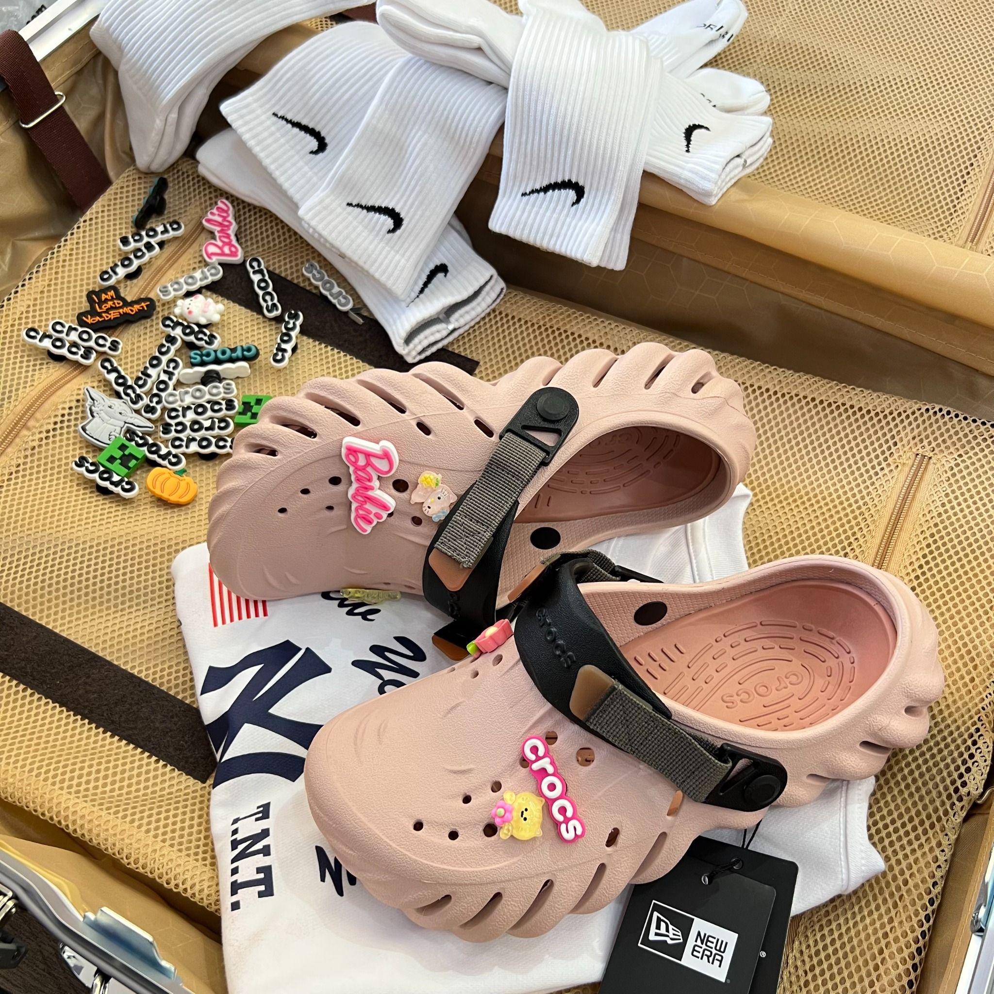 1532 - HÀNG CHÍNH HÃNG - GIÀY CLOG UNISEX CROCS ECHO - PINK CLOG *QUAI ĐEN* - ATMOSPHERE - CODE : 126443640