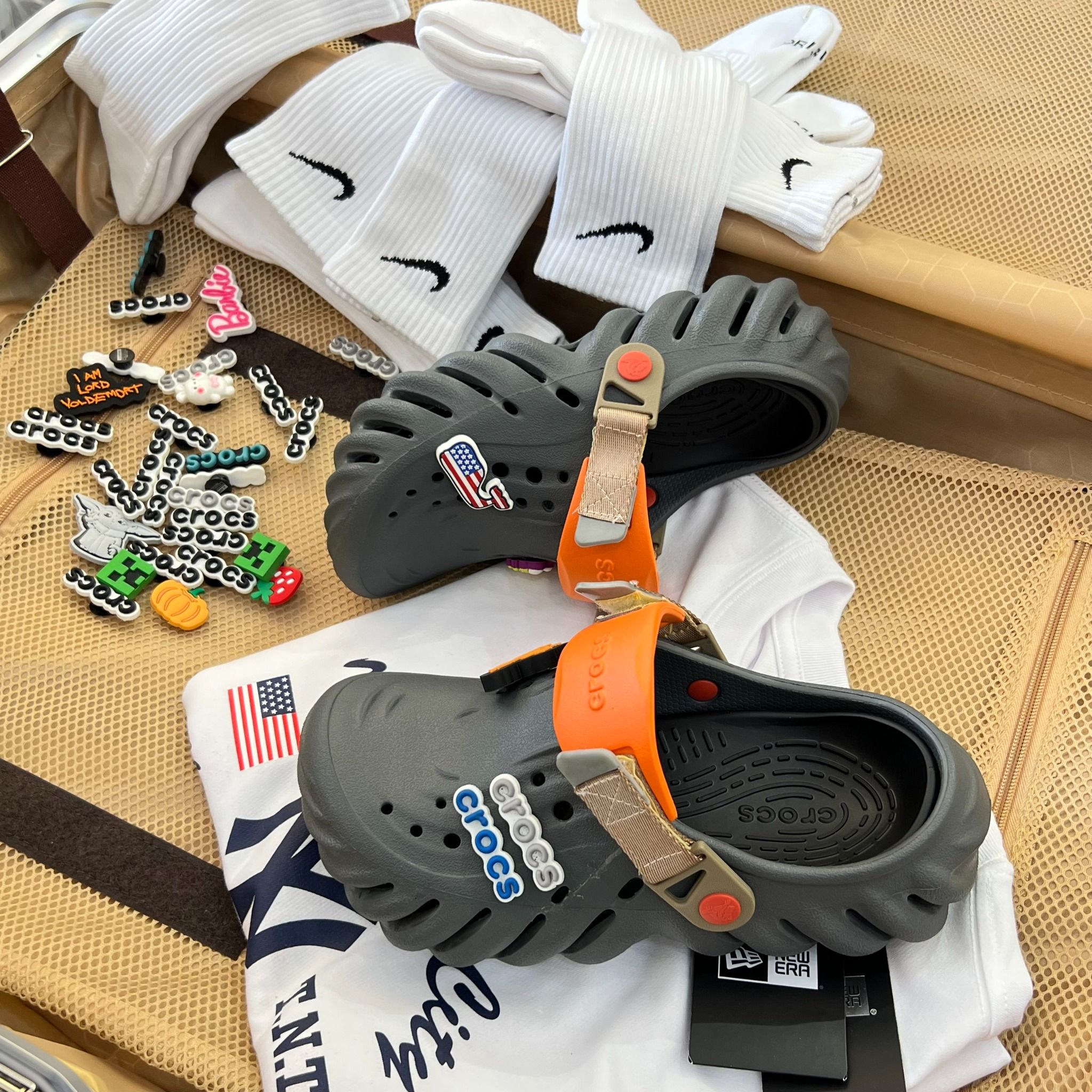1533 - HÀNG CHÍNH HÃNG - GIÀY CLOG UNISEX CROCS ECHO - CHARCOAL GRAY CLOG *QUAI CAM* - ATMOSPHERE - CODE : 279374EA