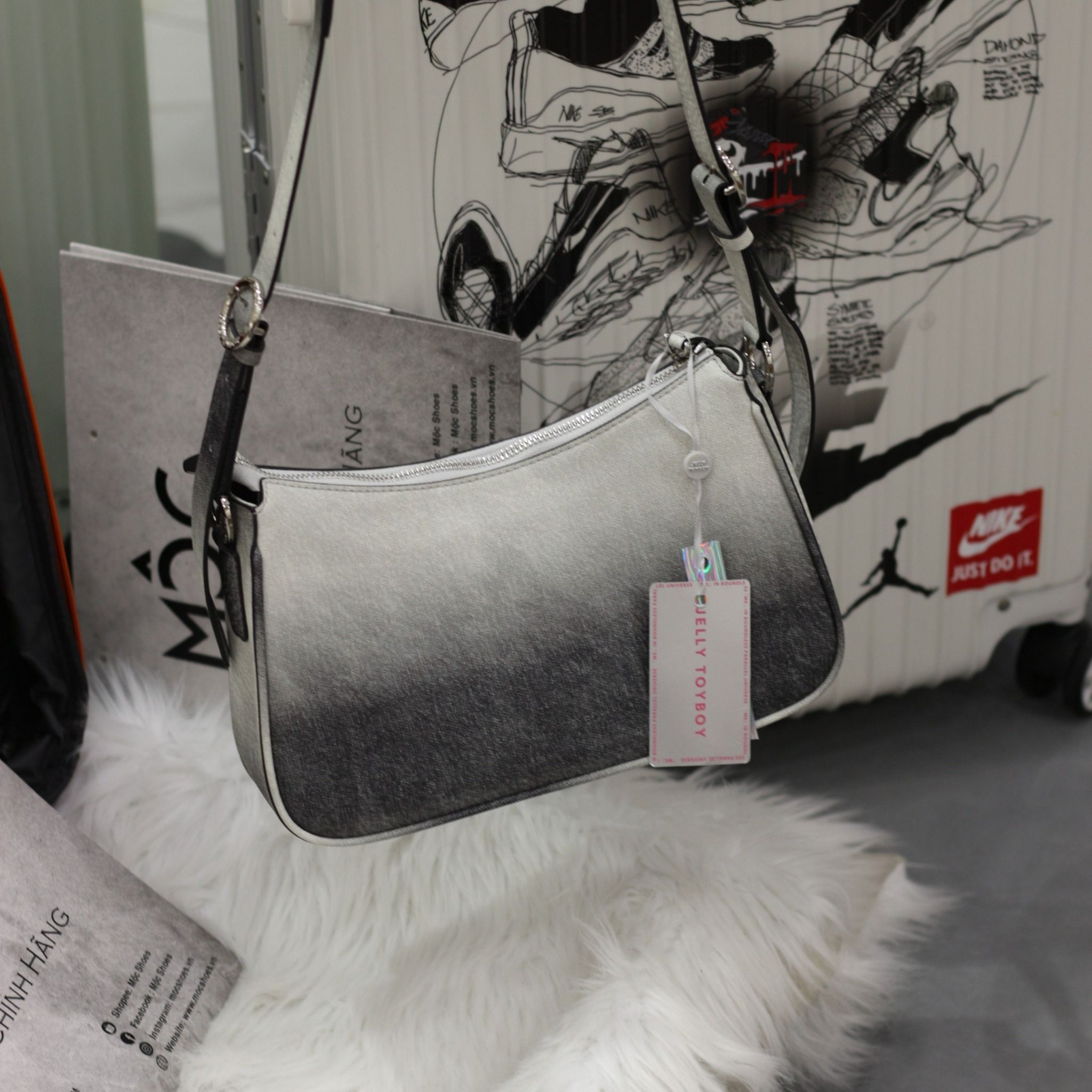 1527 - HÀNG CHÍNH HÃNG - TÚI JELLY TOYBOY RECTANGLE GREY