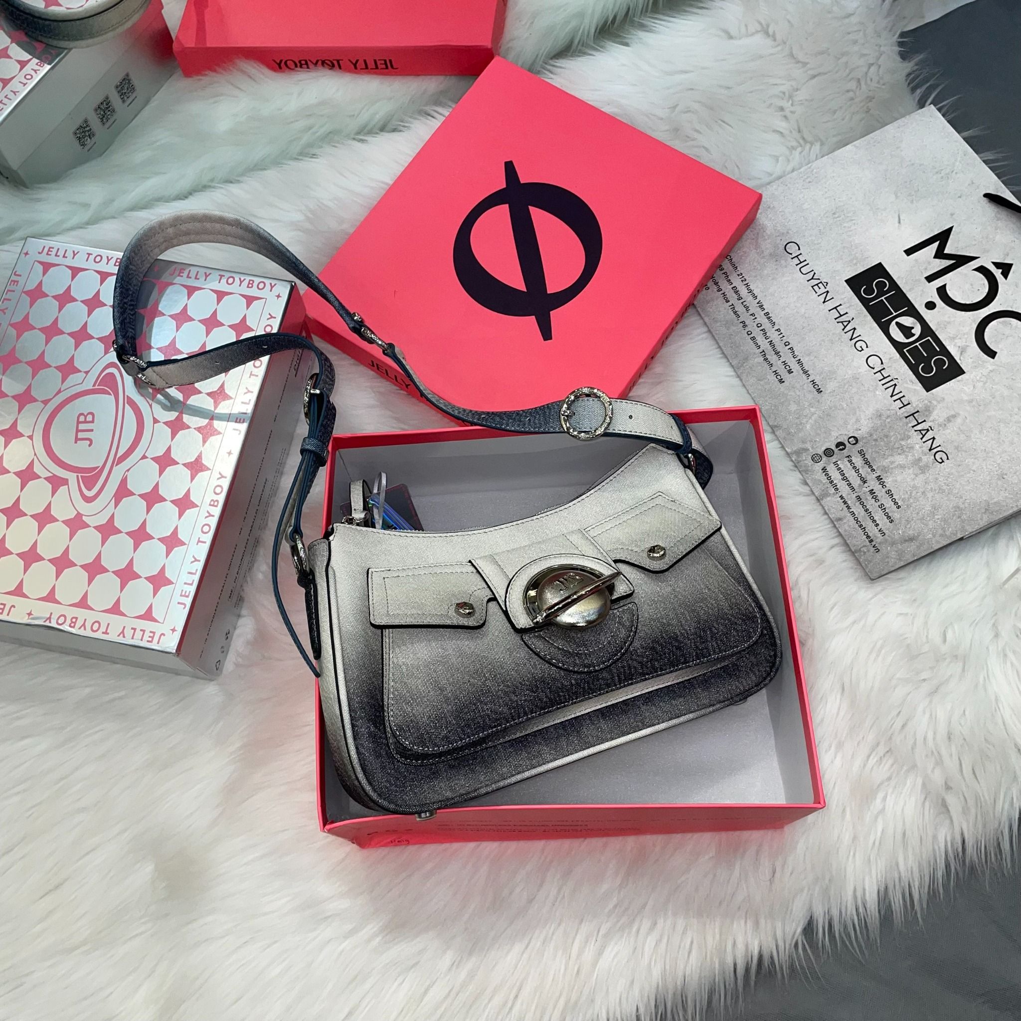 1527 - HÀNG CHÍNH HÃNG - TÚI JELLY TOYBOY RECTANGLE GREY