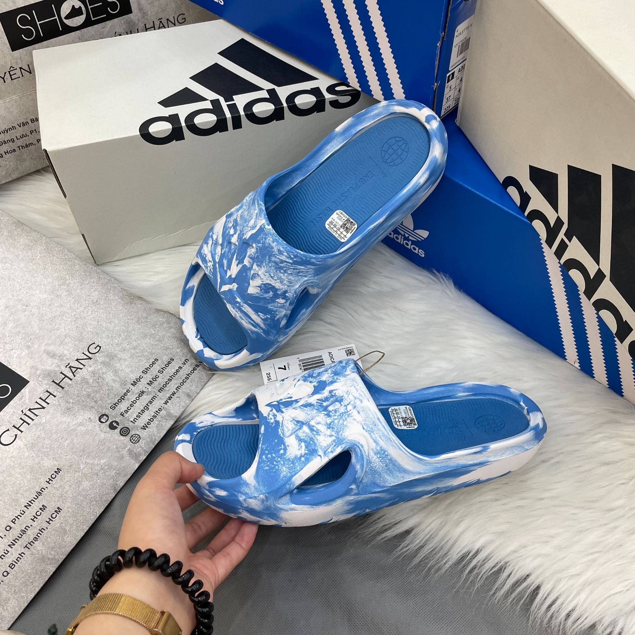 1549 - HÀNG CHÍNH HÃNG - DÉP ADIDAS ADICANE - BLUE WHITE – CODE :HQ9913