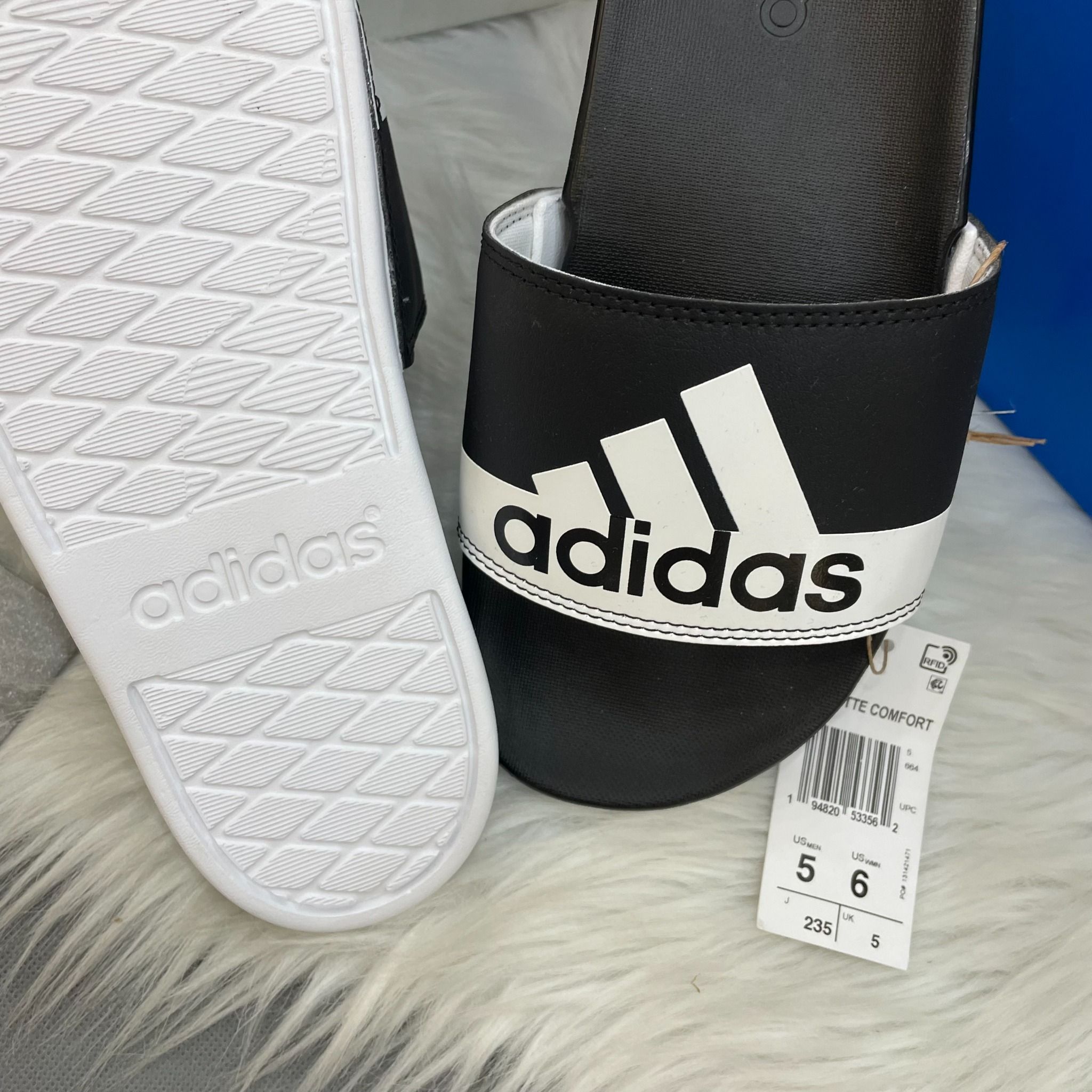 1565 - HÀNG CHÍNH HÃNG - DÉP ADIDAS CLOUDFOAM COMFORT - BIG LOGO - ĐEN TRẮNG - Code: GV9712
