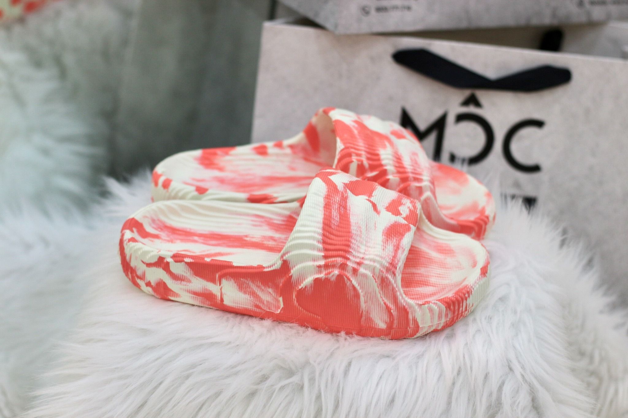 1575 - HÀNG CHÍNH HÃNG - DÉP ADIDAS 22 - BẬC THANG * MÀU LOANG HỒNG ĐẬM *