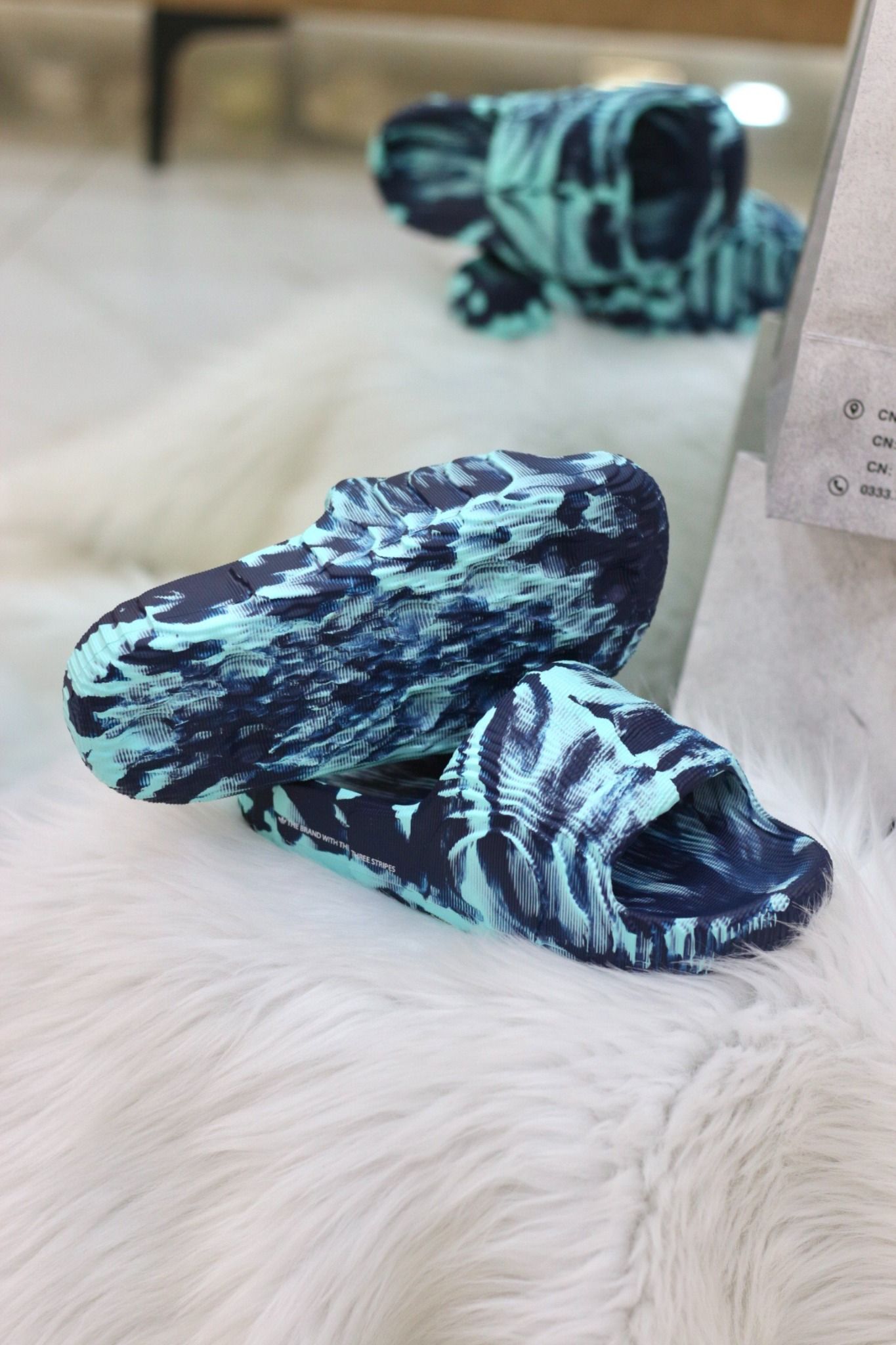 1577- HÀNG CHÍNH HÃNG - DÉP ADIDAS 22 - BẬC THANG * MÀU LOANG XANH COBAN *