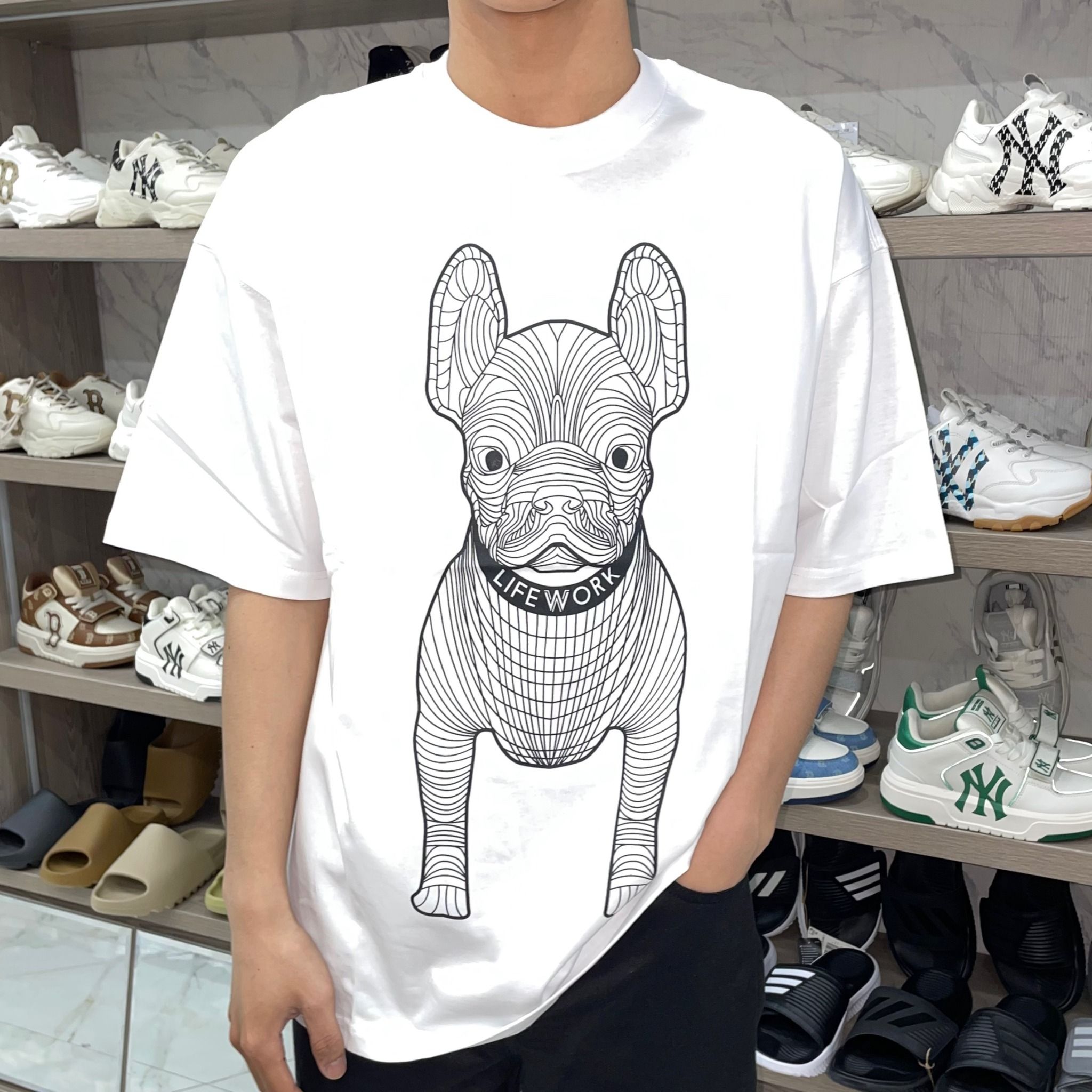 1584 - HÀNG CHÍNH HÃNG - ÁO LIFE WORK - BIG LOGO BASIC - WHITE - CODE: LW225TS990