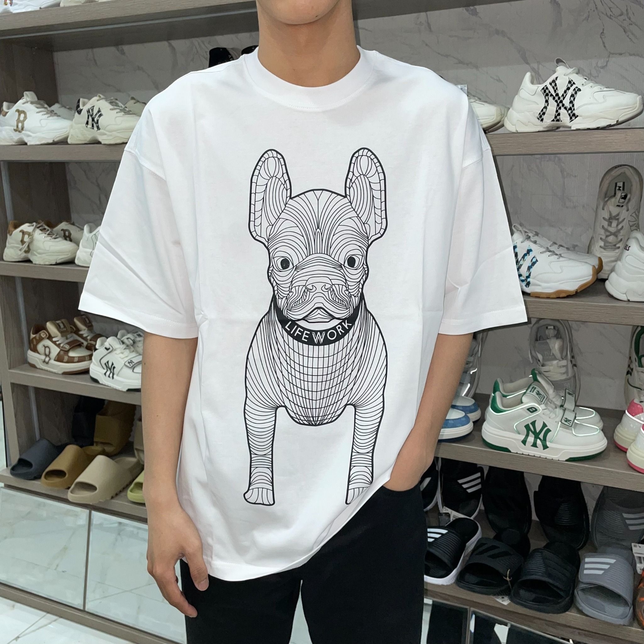 1584 - HÀNG CHÍNH HÃNG - ÁO LIFE WORK - BIG LOGO BASIC - WHITE - CODE: LW225TS990
