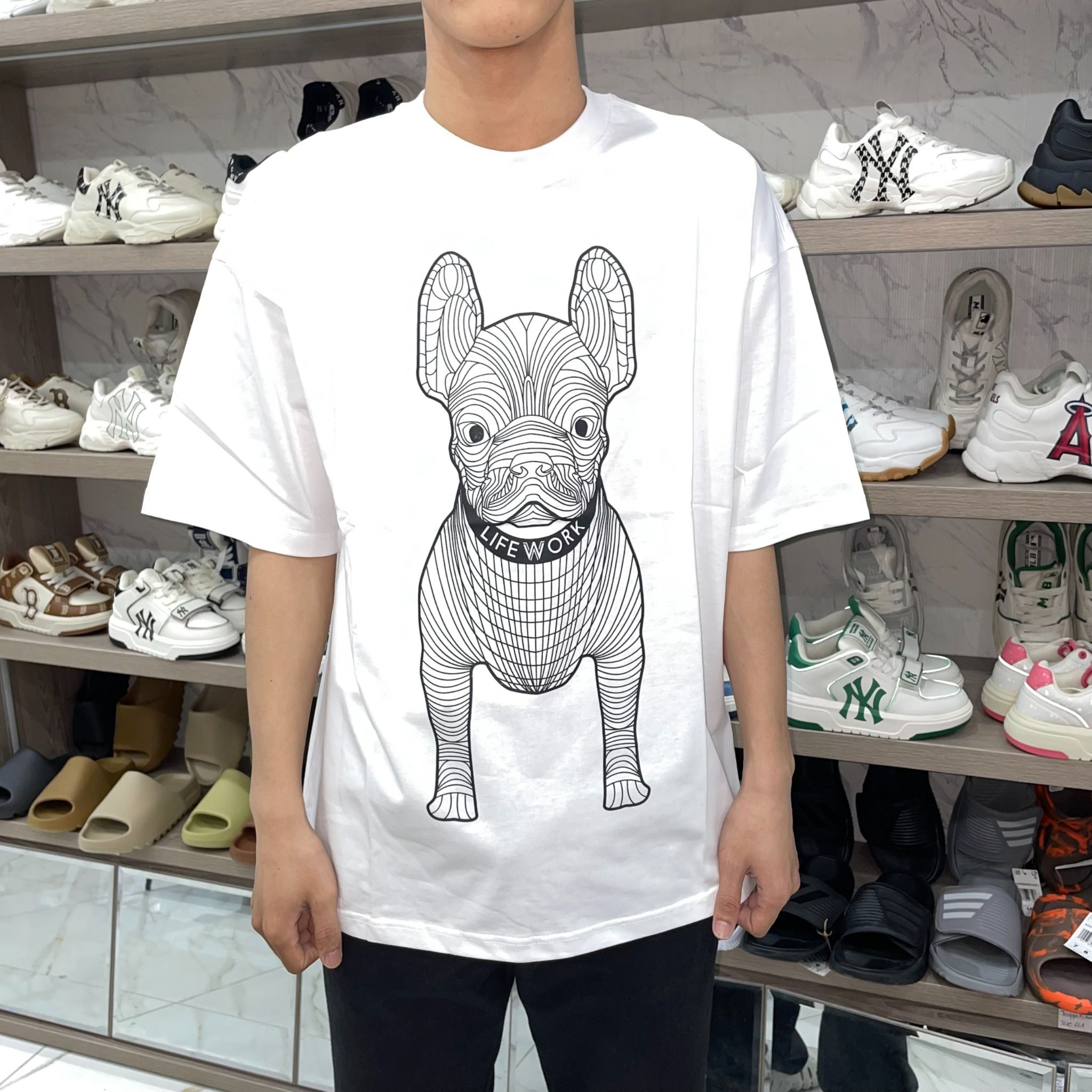 1584 - HÀNG CHÍNH HÃNG - ÁO LIFE WORK - BIG LOGO BASIC - WHITE - CODE: LW225TS990