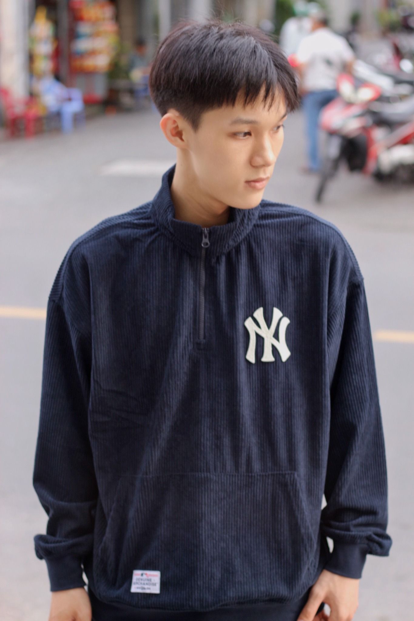 1591 - HÀNG CHÍNH HÃNG - ÁO SWEATER ZIP LOGO LA - NAVY - CODE: 13867757